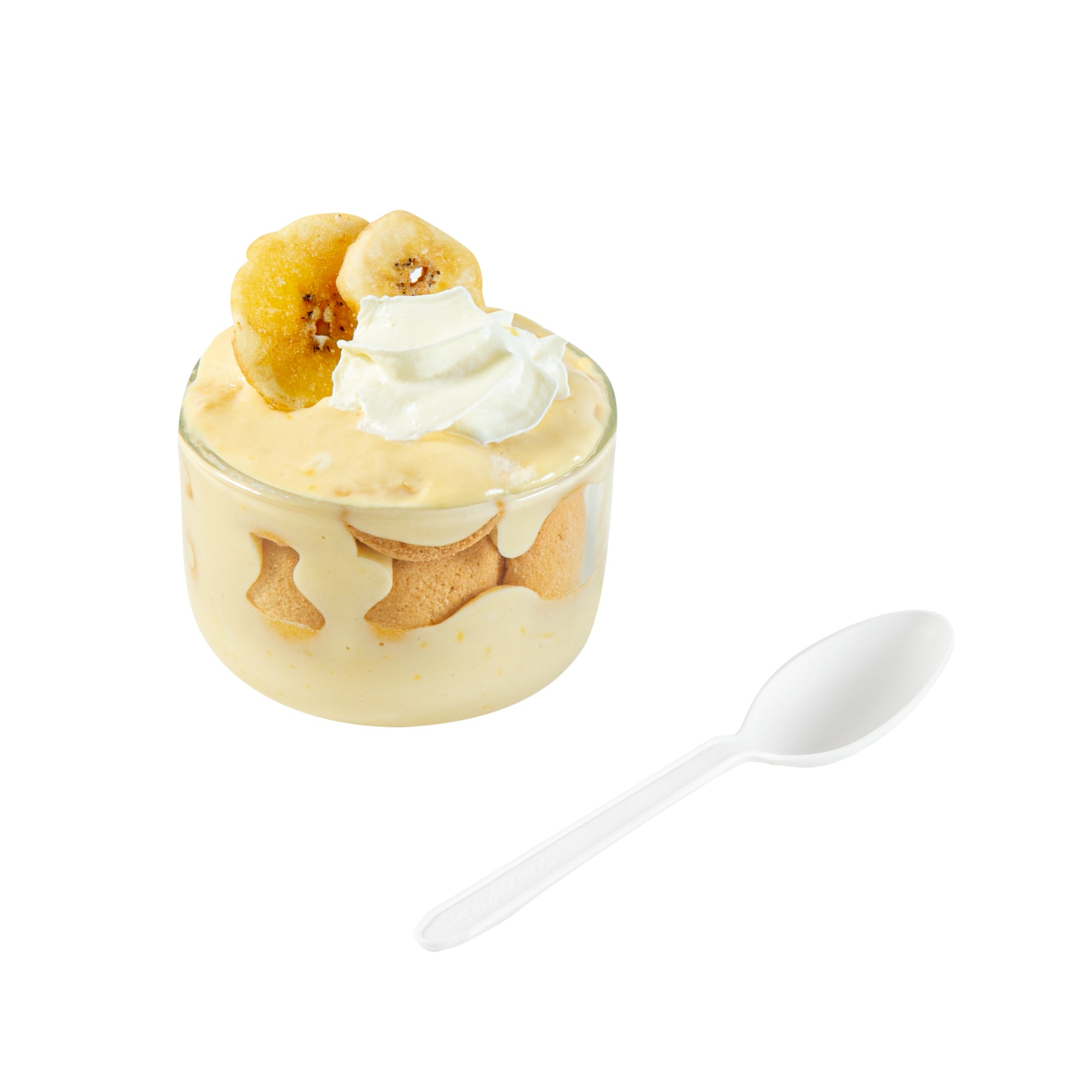Eco-Friendly White CPLA Plastic Dessert Spoons - Heat Resistant, Compostable, 100-Pack (5