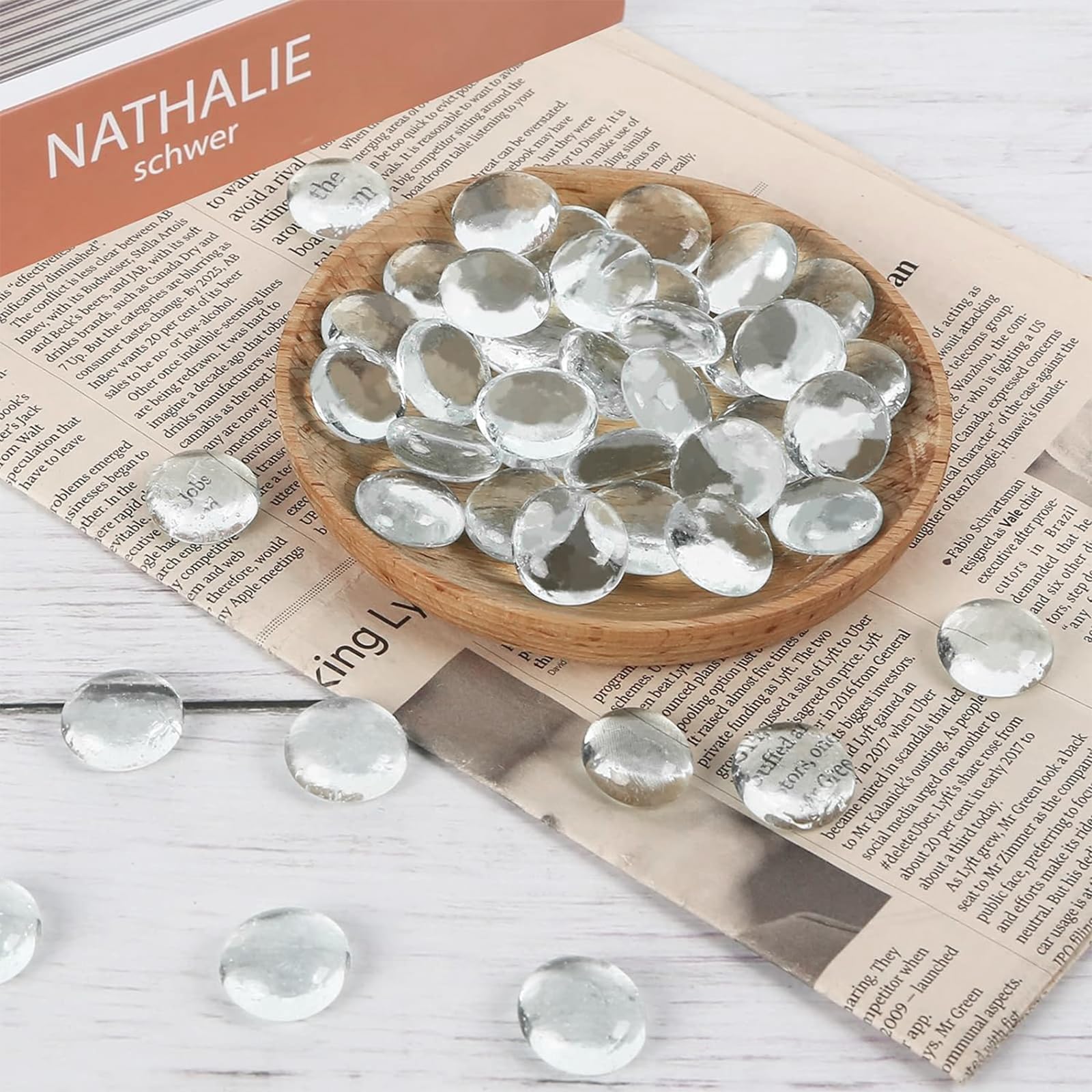 FUTUREPLUSX 50PCS Clear Glass Marbles - Premium Transparent Decorative Stones for Vases, Fish Tanks & Aquariums | Floral Arrangement Fillers, DIY Craft Supplies | Perfect for Home Decor, Wedding Centerpieces & Tabletop Displays