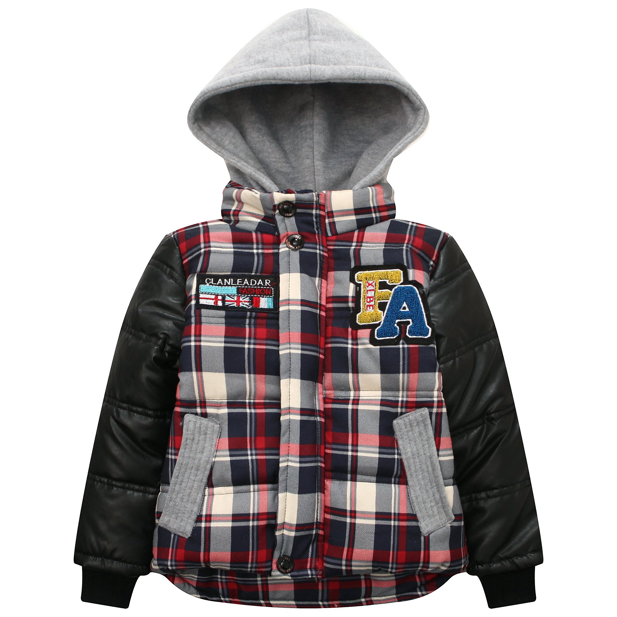 Richie House Boys' Hooded Padded Jacket - Warm Winter Coat for Kids, Outdoor Play & School Activities