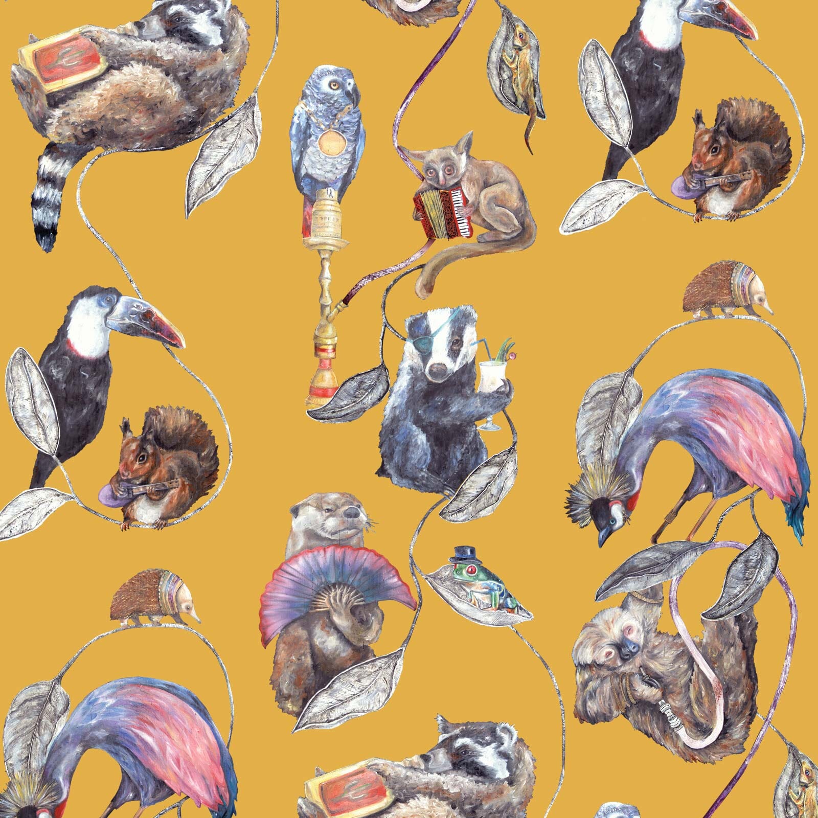 HACKNEY EMPIRE Wallpaper Ochre Sample - Premium Peel & Stick Wallpaper for Home Decor, Bedroom, Living Room, Office