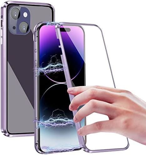 iPhone 14 Plus Clear Tempered Glass Case with Charger - 5G Compatible 6.7 Inch Gold Protective Cover | Perfect for Everyday Use & Travel Protection