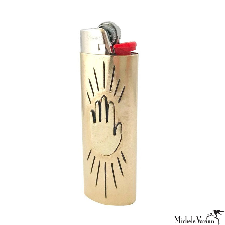 Premium Brass Hand Lighter Case - Windproof & Durable Metal Cigarette Lighter Holder for Outdoor Camping, Hiking, and Survival Gear