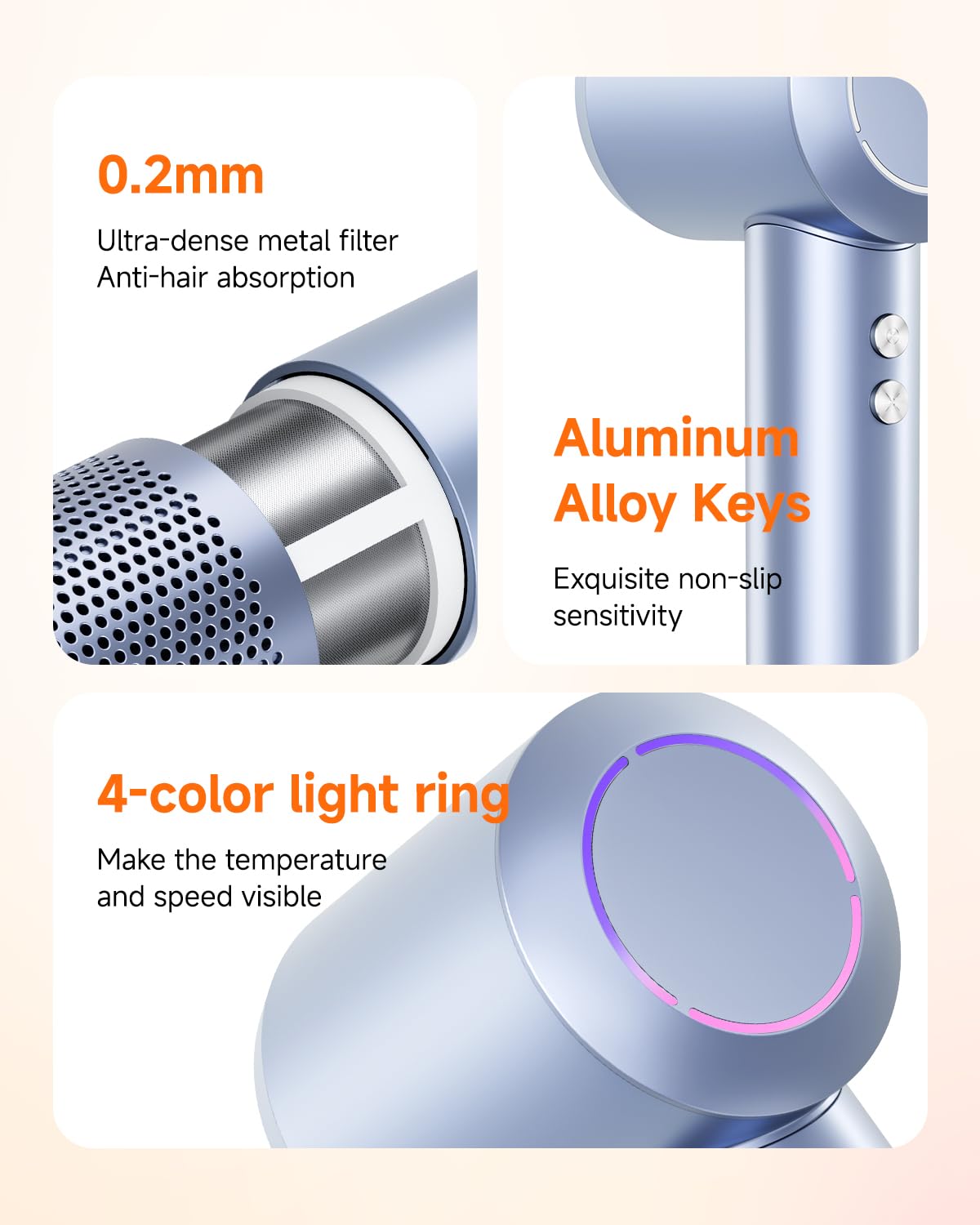 PLUZZ Professional Ionic Hair Dryer with Diffuser - 400M Negative Ions for Frizz-Free Curls, 120,000 RPM Brushless Motor for Fast Drying, Lightweight & Quiet Blow Dryer for Travel - Perfect for Home, Salon & On-the-Go Styling (Women & Men)