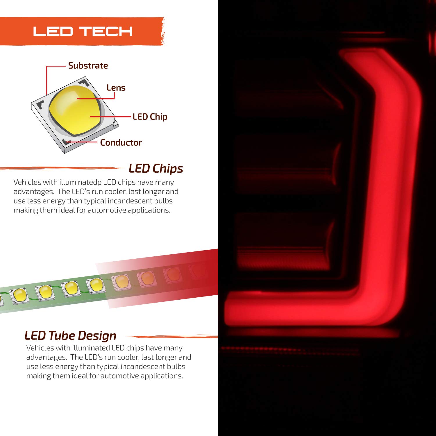 AKKON LED Tail Lights for 2019-2024 GMC Sierra 1500/2500HD/3500HD - Black Tube Bar Style Brake Lamps Pair (Driver & Passenger Side) - Upgrade for Non-LED Models | Enhanced Visibility & Stylish Look for Night Driving & Off-Road Adventures