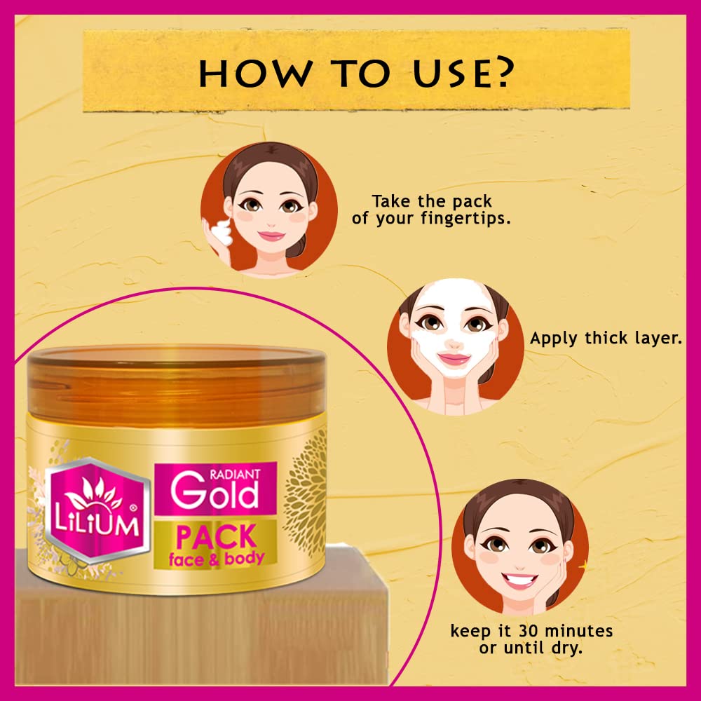 Lilium Gold Face Pack - 250gm Natural Skin Brightening & Glow Treatment for Radiant Complexion | Perfect for Daily Skincare & Spa Nights