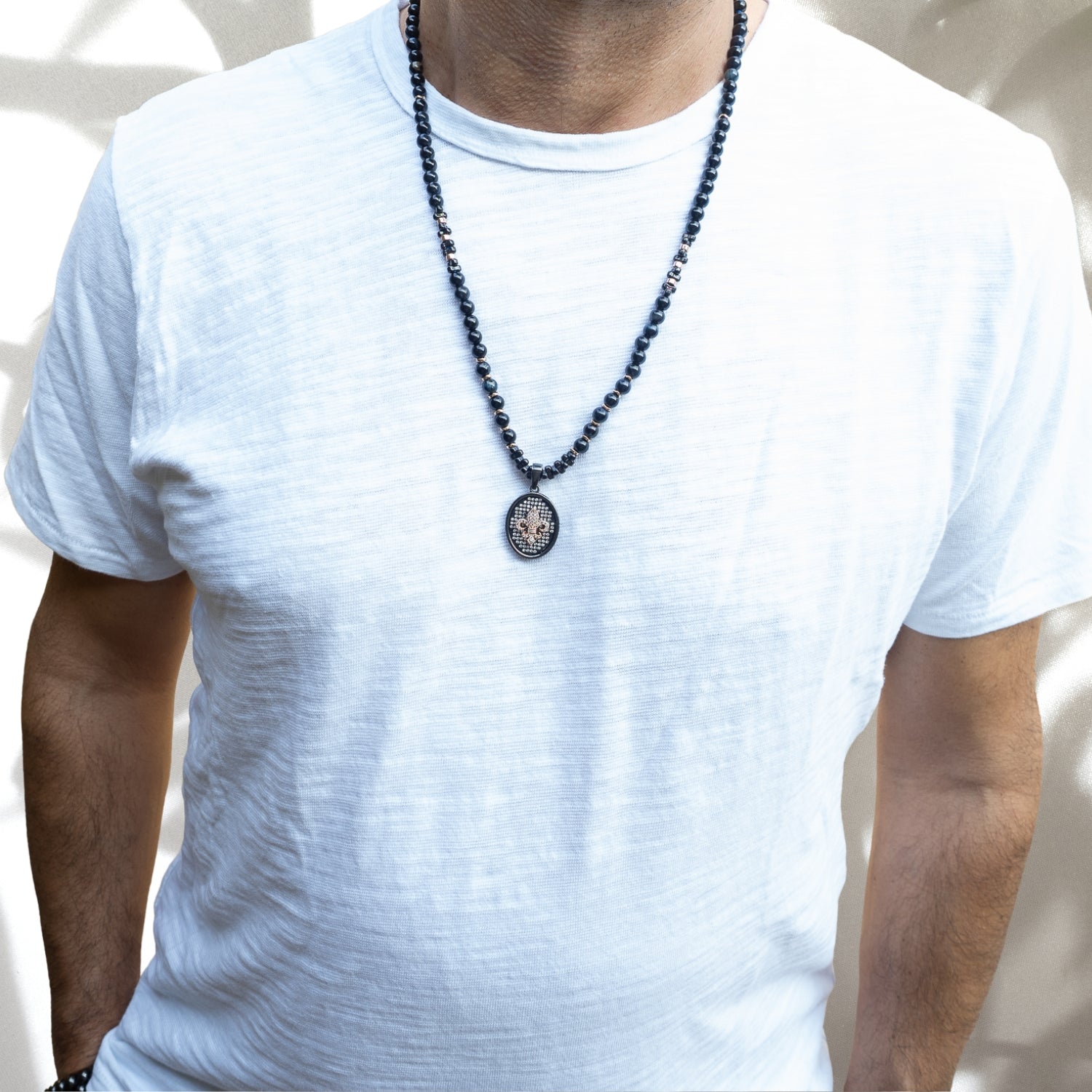 Fleur De Lis Sterling Silver Pendant with Labradorite Beaded Necklace - Elegant Jewelry for Women, Gift for Her, Perfect for Parties, Weddings & Special Occasions