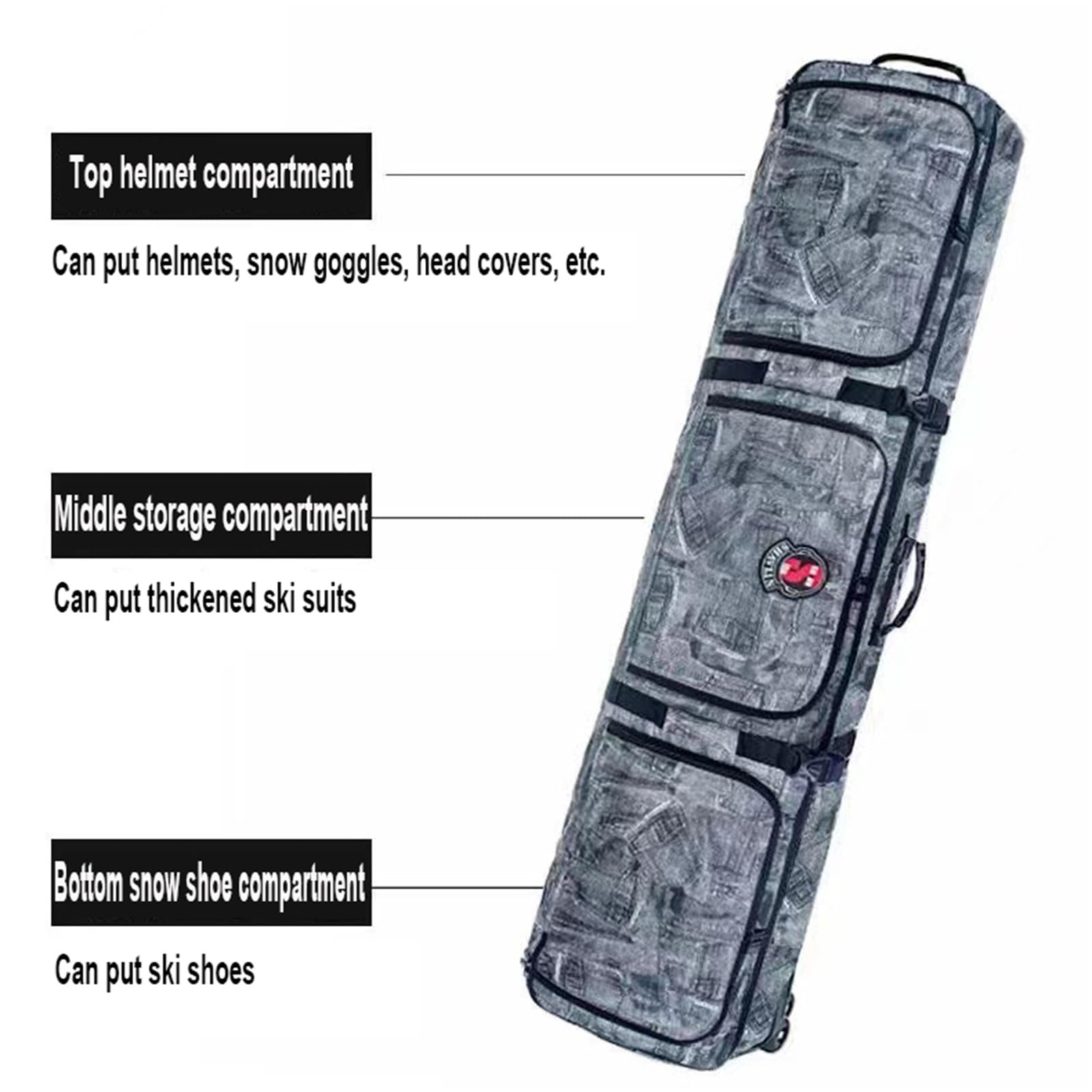 **Premium Padded Snowboard Bag with Wheels - Double Rolling Ski Travel Bag for Single Snowboard, Boots, Helmet & Clothes - Foldable & Durable for Air Travel & Winter Sports**    *Perfect for Air Travel, Ski Trips, Snowboarding Vacations & Gear Protection*
