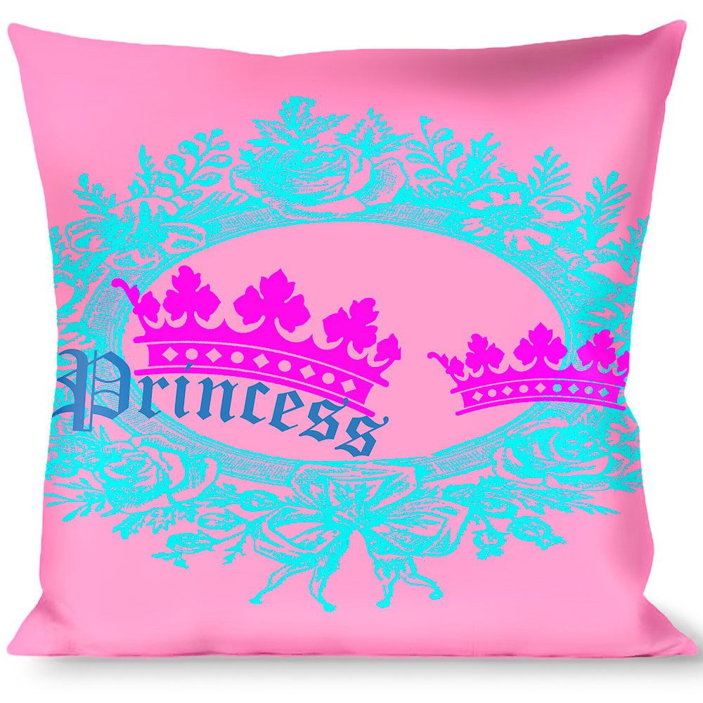 Princess Crown Decorative Pillow - Pink & Turquoise for Bedroom Decor