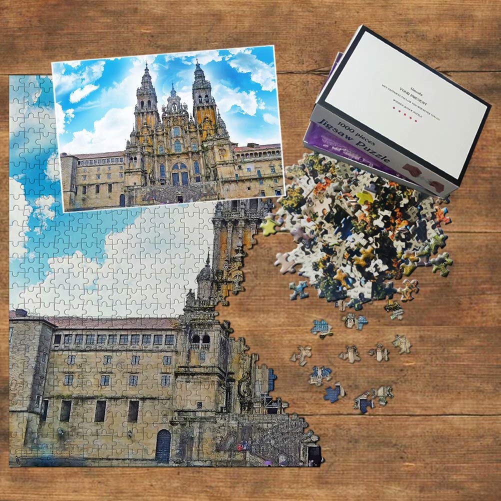 1000 Piece Spain Santiago De Compostela Wooden Jigsaw Puzzle - Travel Souvenir & Home Decor for Adults - Perfect for Relaxation, Gifts & Family Game Nights