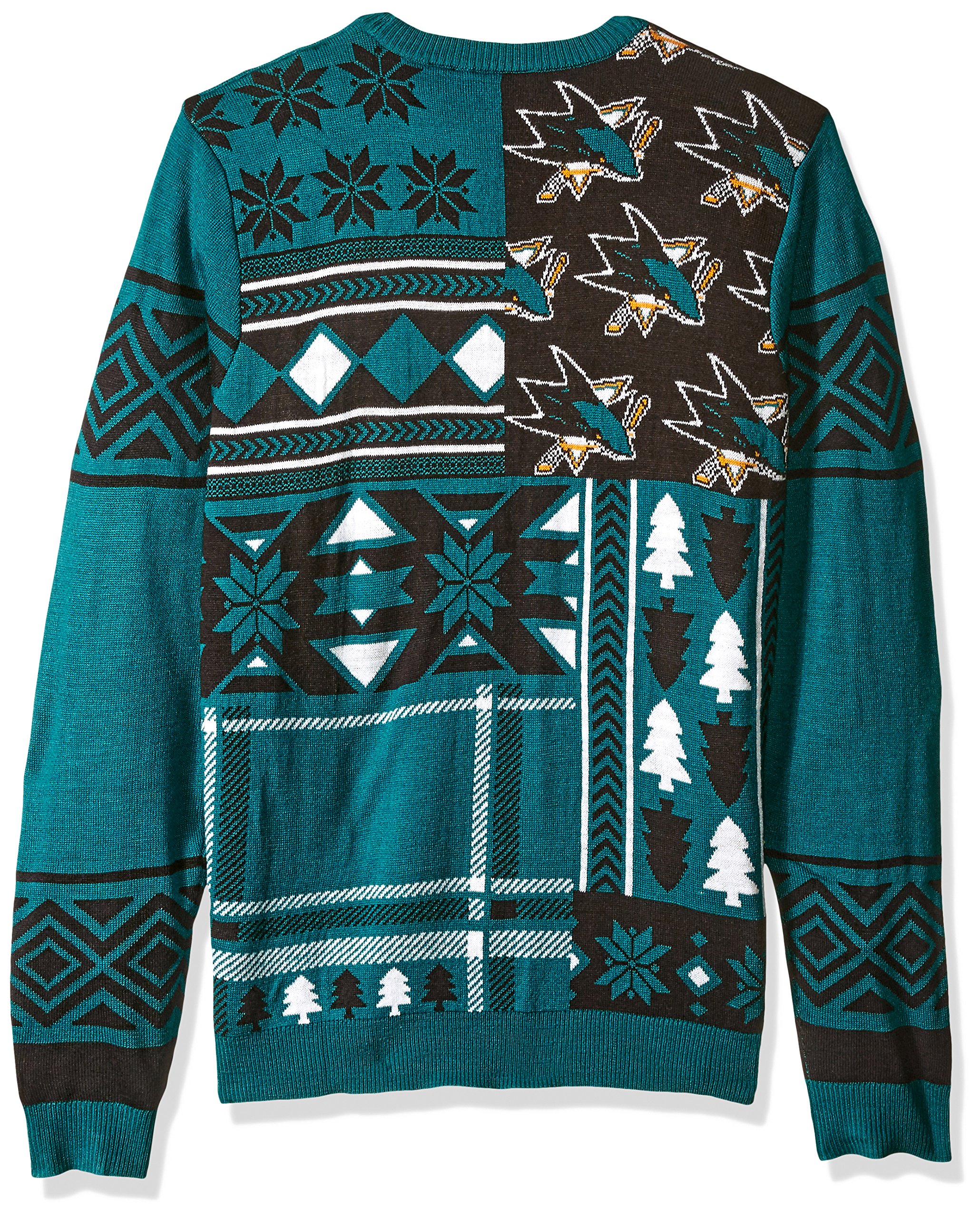 San Jose Sharks Embroidered Patches Ugly Christmas Sweater - Small Size, Holiday Party Crewneck Pullover for Men & Women - Perfect for Xmas Gifts, Office Parties & Festive Gatherings