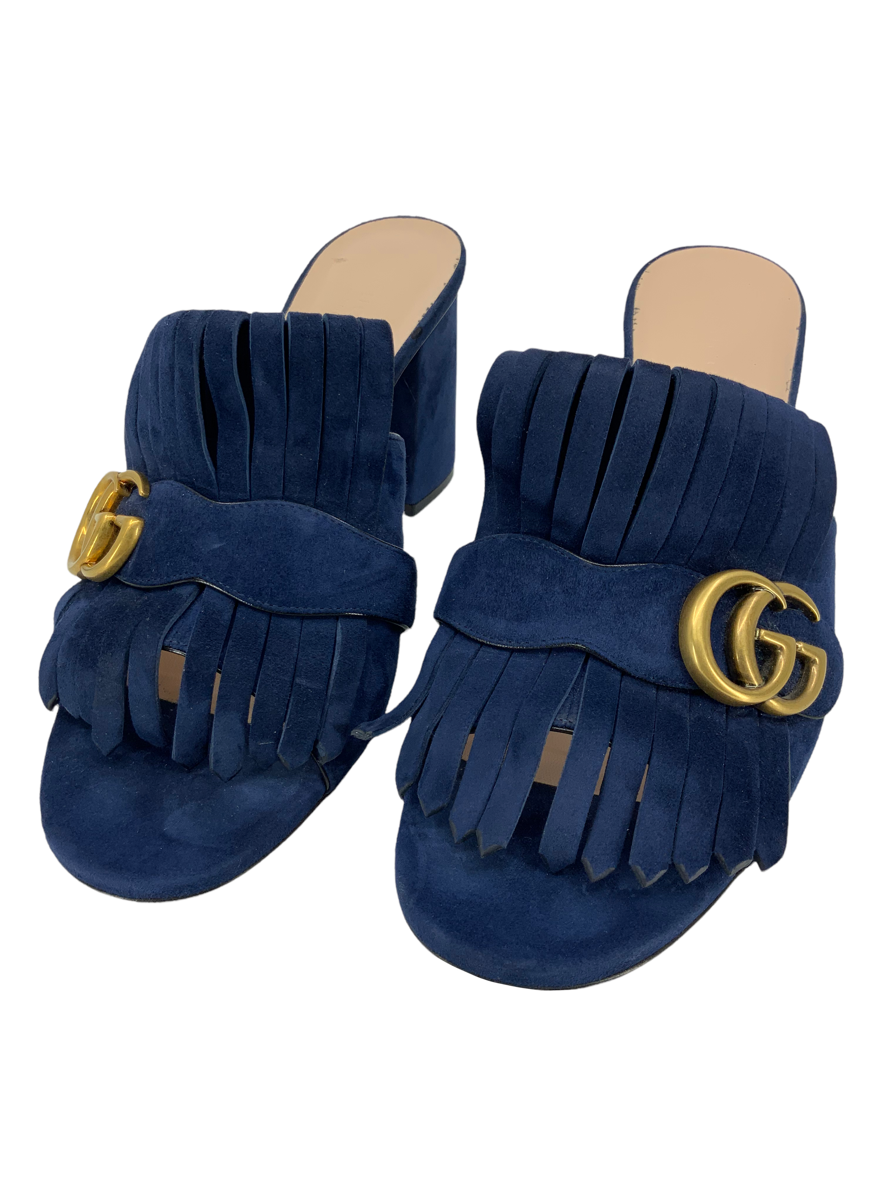 Gucci Marmont GG Suede Fringe Mules Women's Size 10 | Luxury Designer Loafers for Casual & Office Wear | Perfect for Spring & Summer Outfits