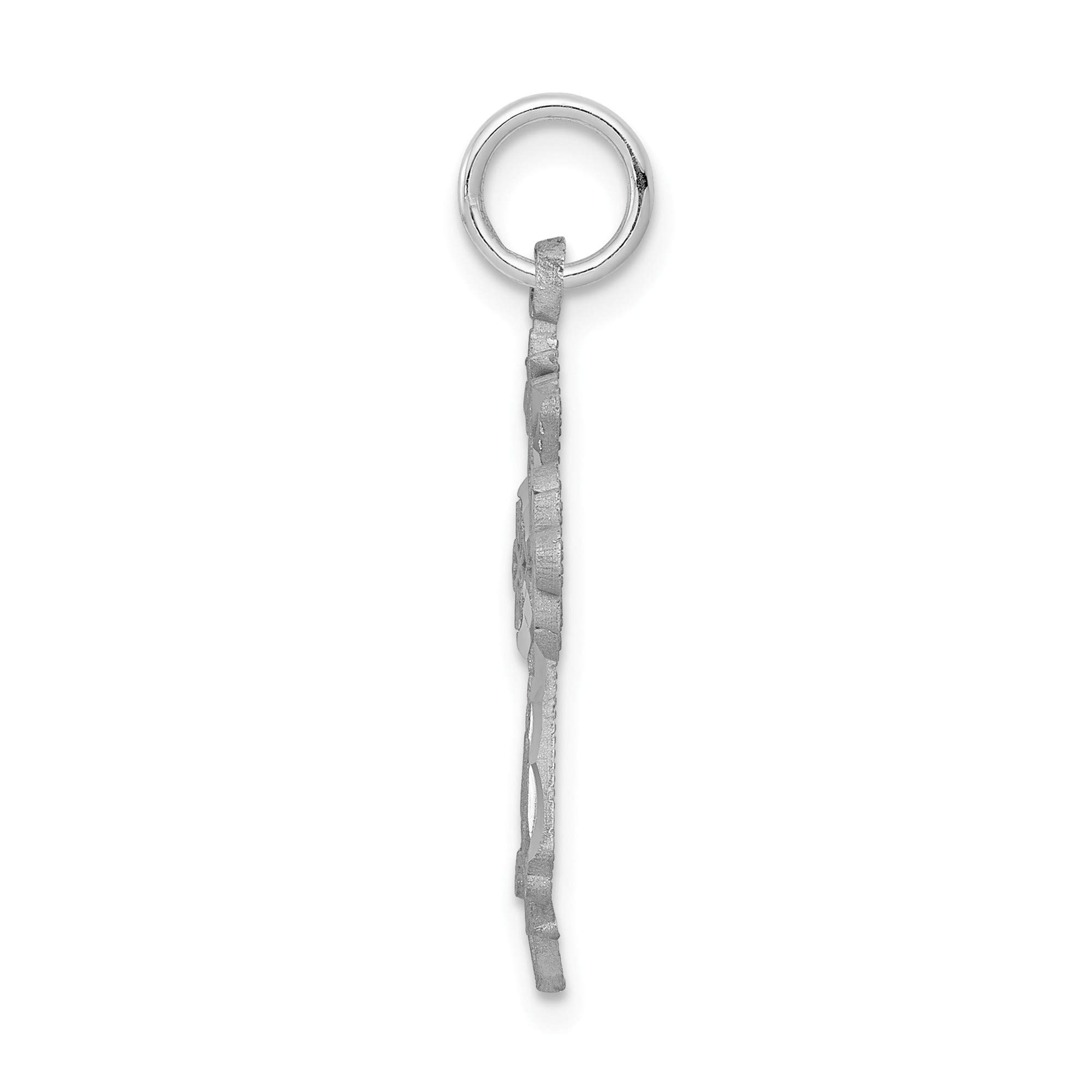 10K White Gold Diamond-Cut Cross Charm Pendant - Elegant Religious Jewelry for Women - Perfect for Gifts, Baptism, First Communion & Everyday Wear