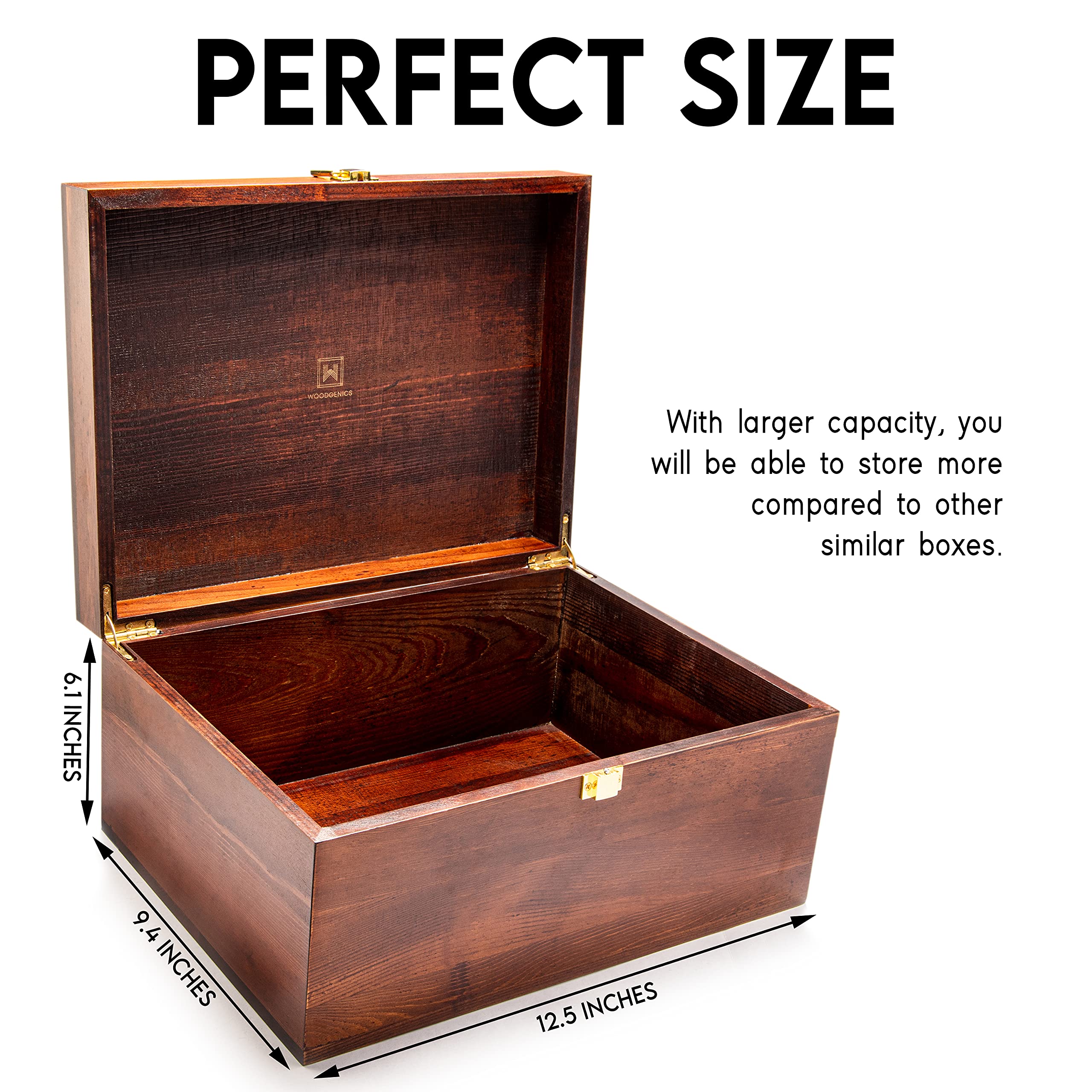 Wooden Keepsake Box with Lid - Large Storage for Memories & Gifts (Chocolate Brown) - Perfect for Jewelry & Home Decor