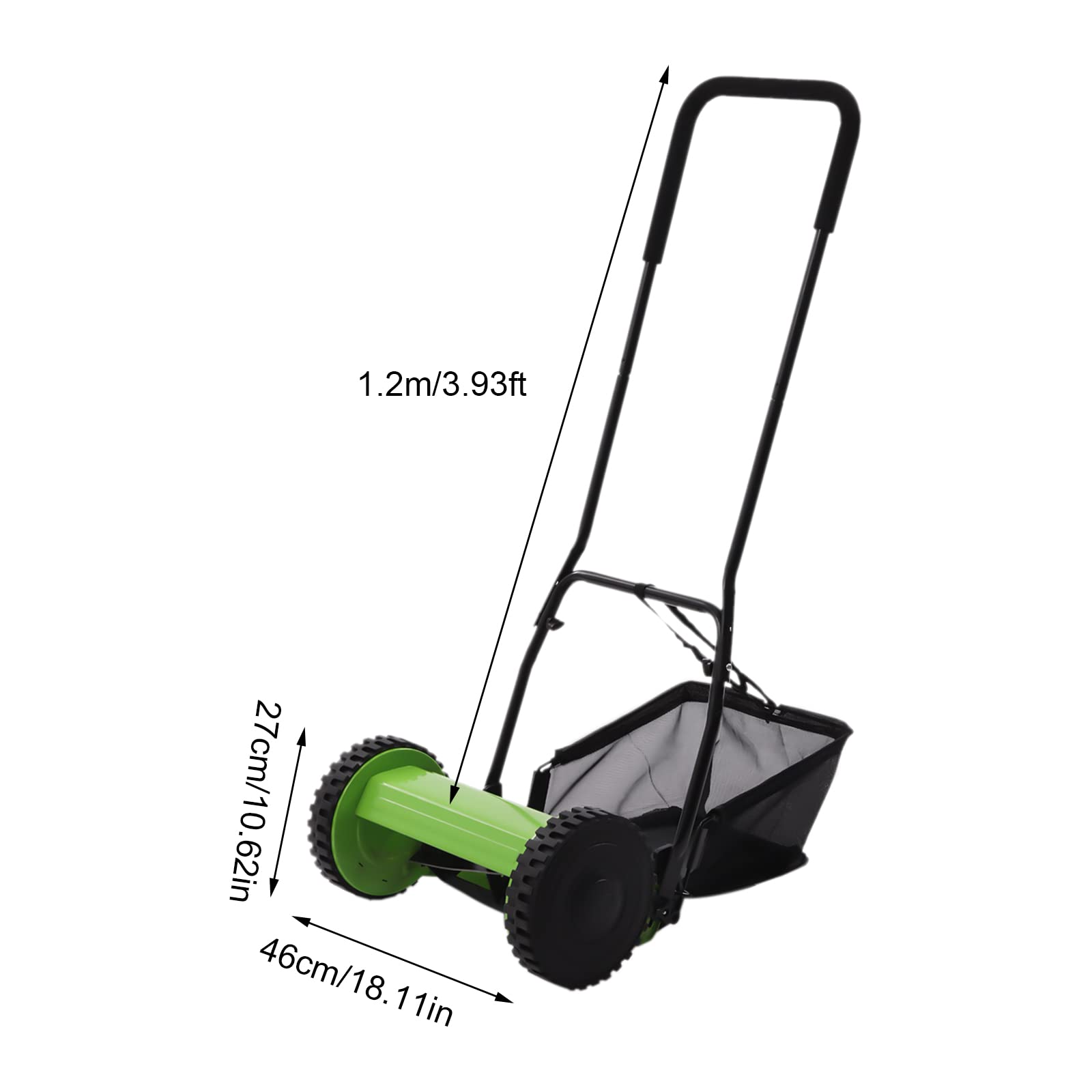 12-Inch Manual Push Reel Lawn Mower with 23L Grass Collection Bag - 5-Blade Push Lawn Sweeper for Small to Medium Yards - Eco-Friendly Manual Grass Catcher & Dethatcher - Perfect for Trimming, Edging & Maintaining Healthy Lawns (12-Inch Cutting Width)