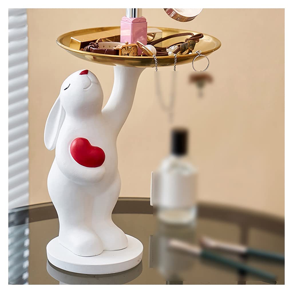 Decorative Resin Storage Tray with Bow - Candy Dish, Jewelry Holder & Key Organizer for Home, Office, Living Room, Bedroom | Perfect for Organizing Earrings, Keys and Displaying Sweets on Table or Desk