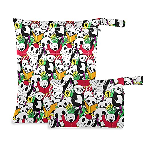 Colorful 2-Pack Waterproof Wet Dry Bags for Baby Cloth Diapers | Zippered Pockets | Ideal for Travel, Hiking, Swimming & Daycare Essentials