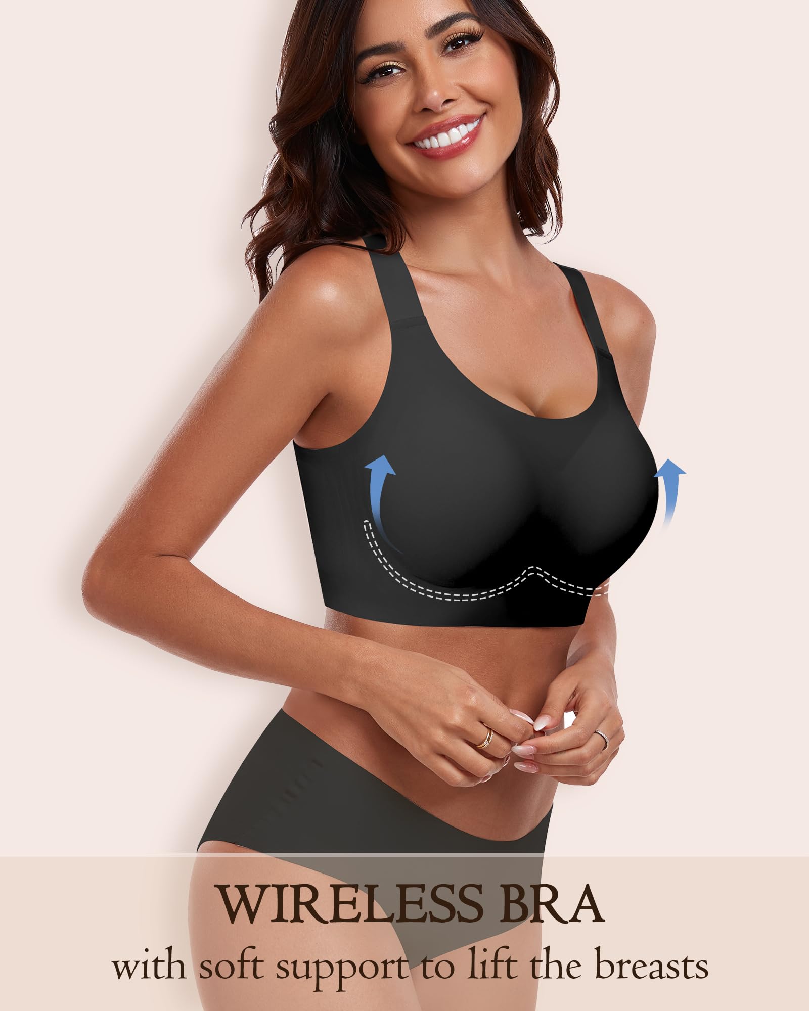 HORISUN Wireless Seamless Bras for Women - Full Coverage Supportive Comfort Bra - Regular & Plus Size - Perfect for Everyday Wear, Workouts, and Lounge