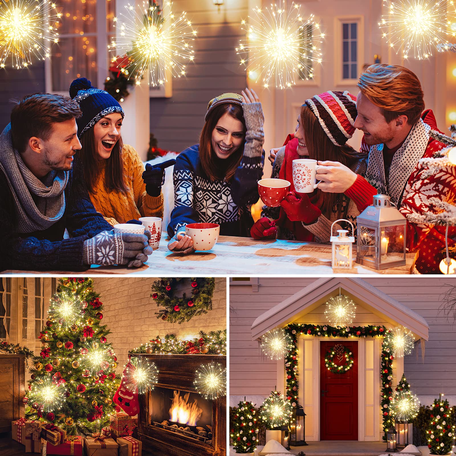 Techip 4PCS 120LED Fairy String Lights - Battery Operated Copper Wire Hanging Lights with Remote & Timer - Waterproof for Wedding, Christmas, Party, Garden, Patio, Bedroom - Indoor & Outdoor Decorative Lighting (Perfect for Holidays, Home Decor, and Romantic Ambiance)