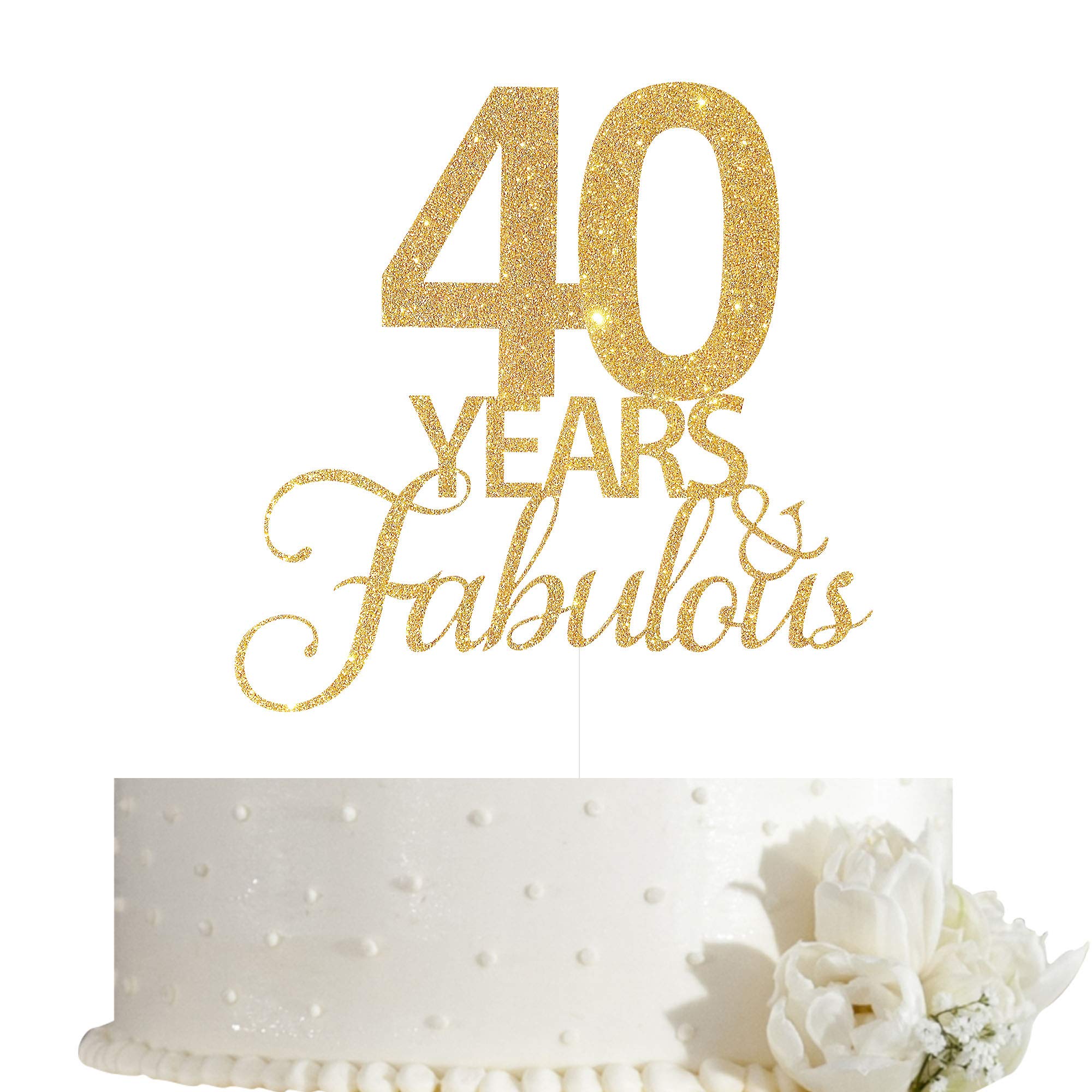 40th Birthday Cake Topper - Elegant Gold Glitter Anniversary Decor for 40 Years Celebration | Perfect for Milestone Birthdays, Wedding Anniversaries & Special Occasions