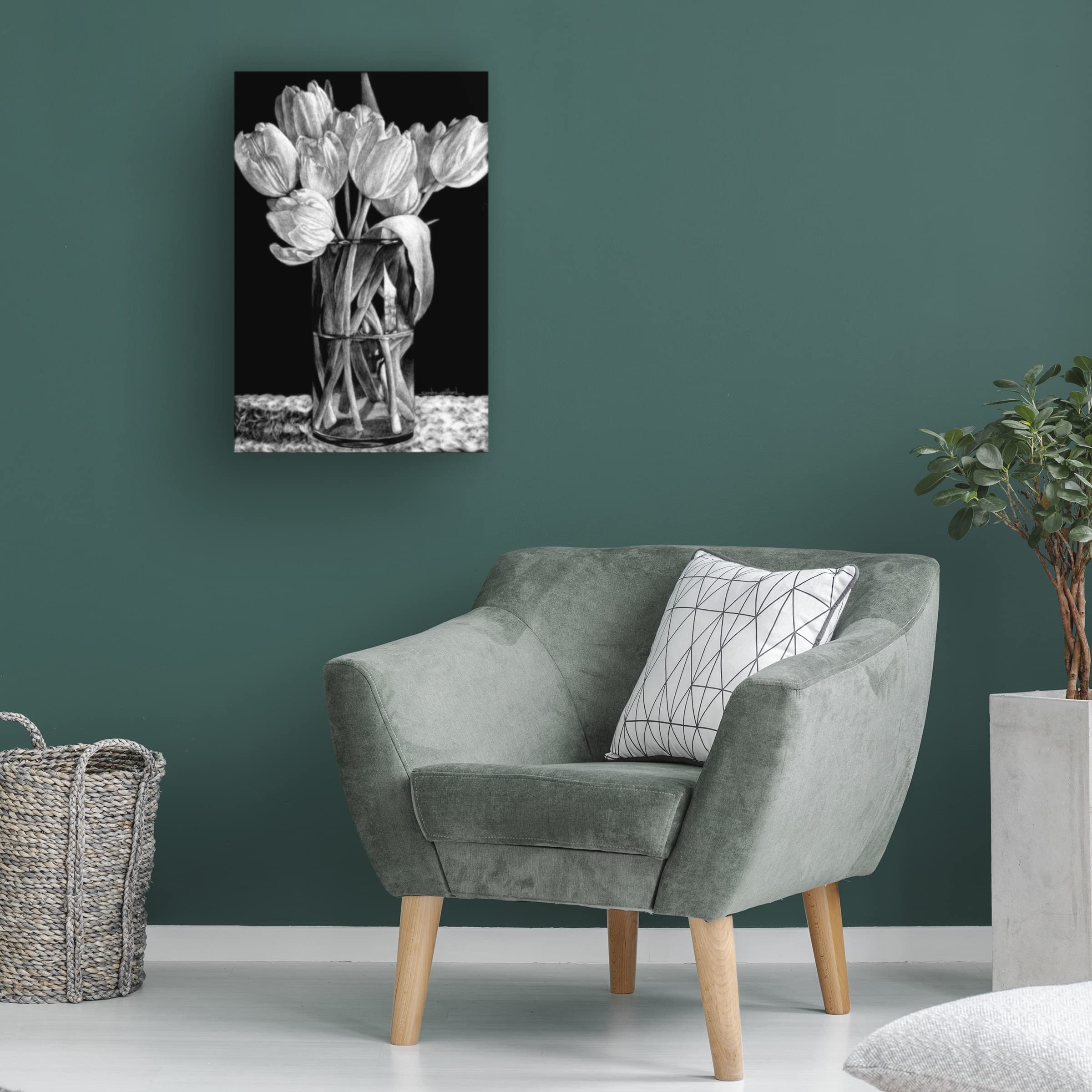 Sandra Willard 'Nine Tulips' Floral Canvas Wall Art Print - Handmade Home Decor for Living Room, Bedroom & Office
