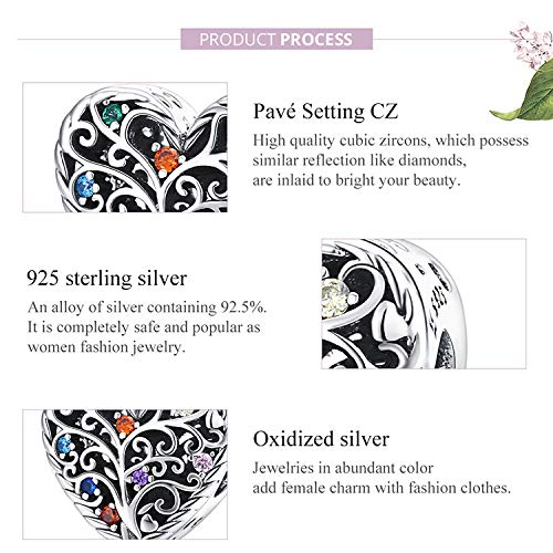 925 Sterling Silver Family Tree of Life Charm Bead - Love Tree Pendant for Pandora Bracelets, Christmas Gift & Jewelry Making (G 1608) | Perfect for Anniversary, Mother's Day & Personalized Gifts