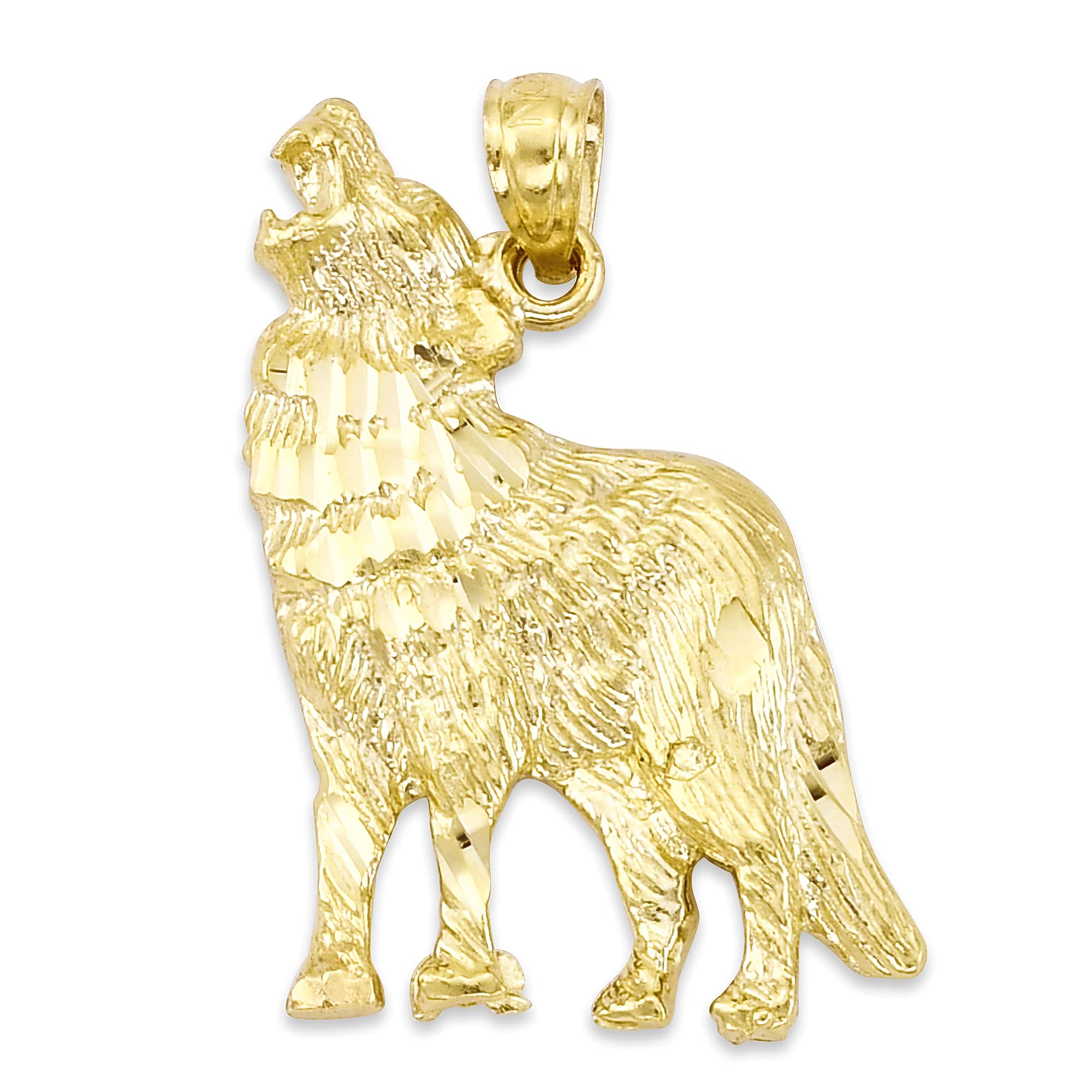 10K Gold Wolf Pendant Necklace - Spirit Animal Jewelry Gift for Women, Men - Perfect for Birthday, Anniversary & Everyday Wear