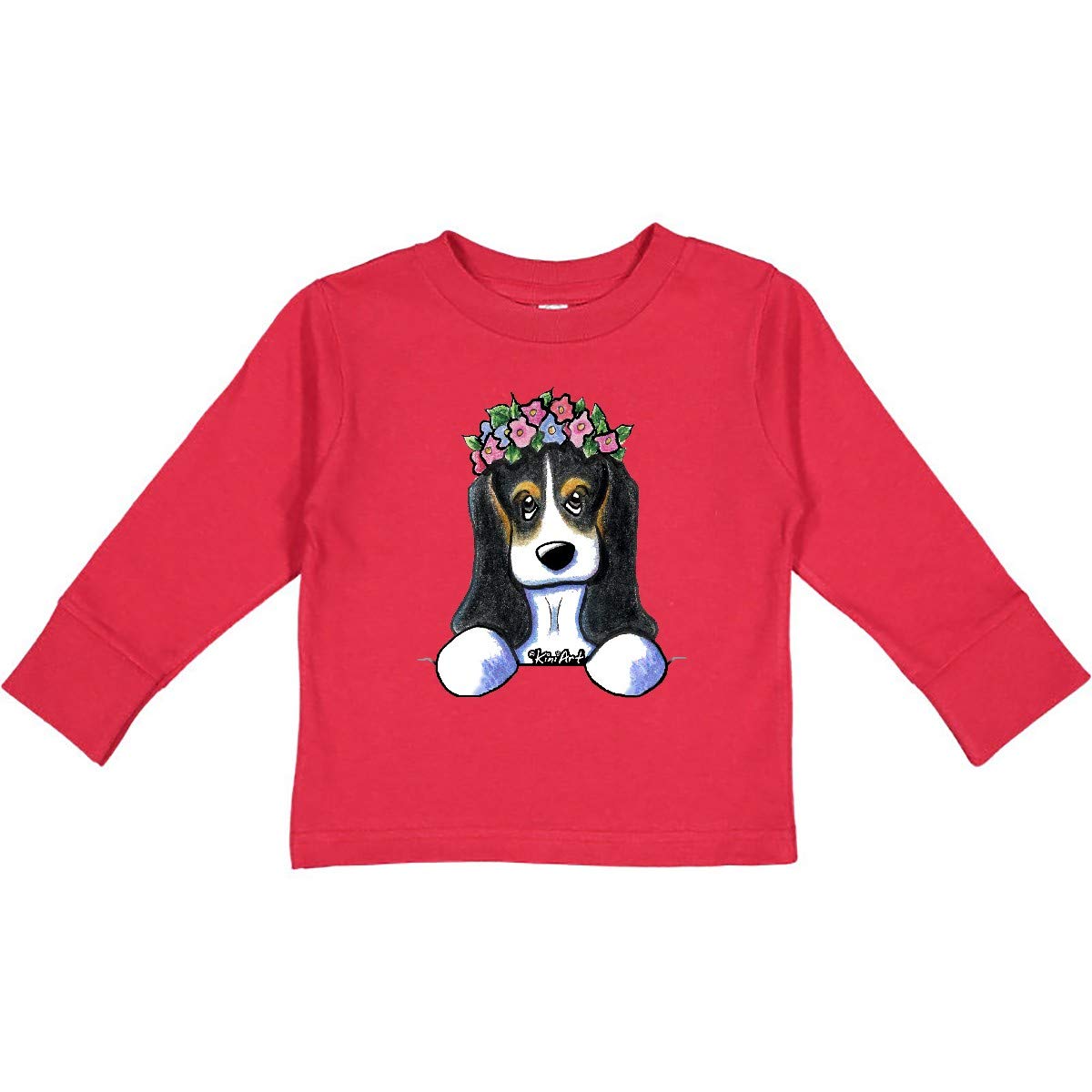 Inktastic Basset Beauty Toddler Long Sleeve T-Shirt - Cute Hound Dog Design for Kids | Soft Cotton Comfort for Playdates & Family Outings