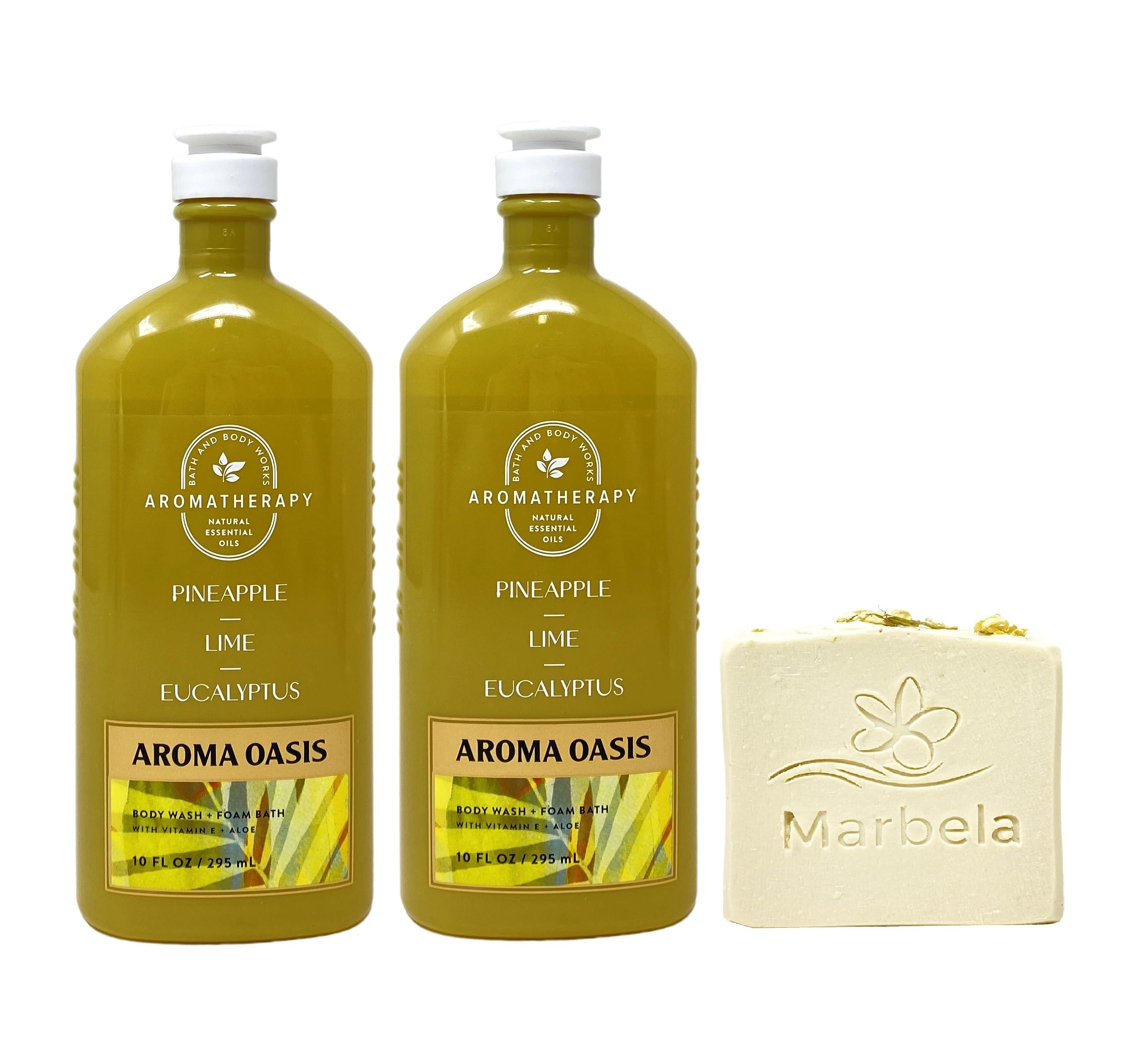 Bath & Body Works Aromatherapy Body Wash & Foam Bath Set - Pineapple, Lime & Eucalyptus Scent (2-Pack) with Wild Jasmine Bar Soap | Relaxing Shower & Bath Essentials for Stress Relief & Self Care