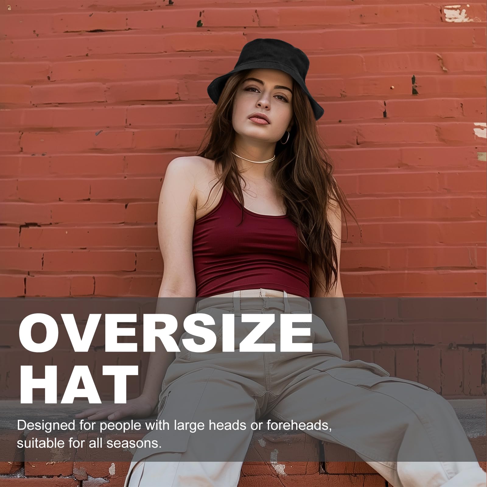 XXL Bucket Hat for Women & Men - Oversized Reversible Cotton Fisherman Hat - Double Sided Summer Sun Hat for Beach, Outdoor & Travel Protection