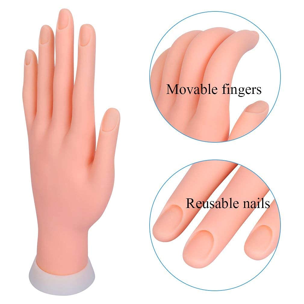 Movable Fake Fingers for Nail Art Practice - Reusable Acrylic Nail Training Hand Model | Perfect for Manicurists, Nail Technicians & DIY Nail Art Enthusiasts at Home or Salon