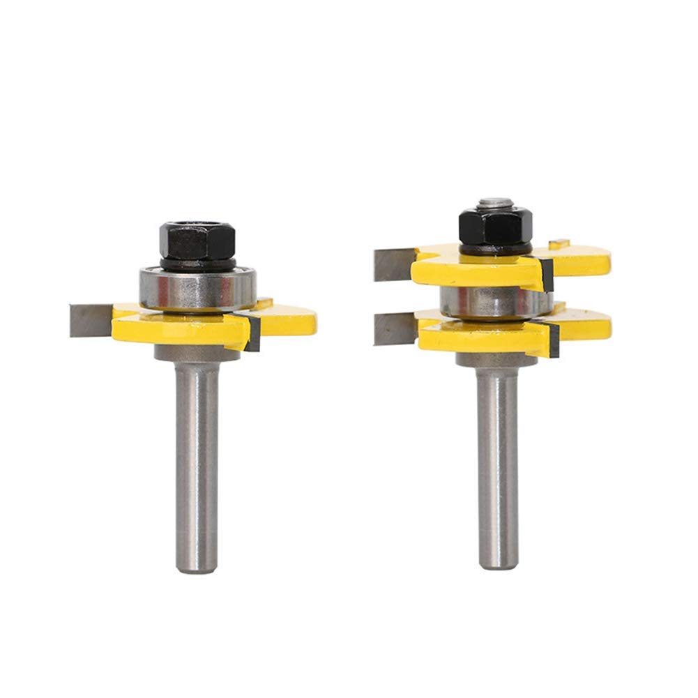 2Pcs T-Type 8mm Trimming Knife Milling Cutter - 3 Teeth Wood Carving Tool for Professional Woodworking, Alloy Milling Cutters for DIY Projects & Crafting