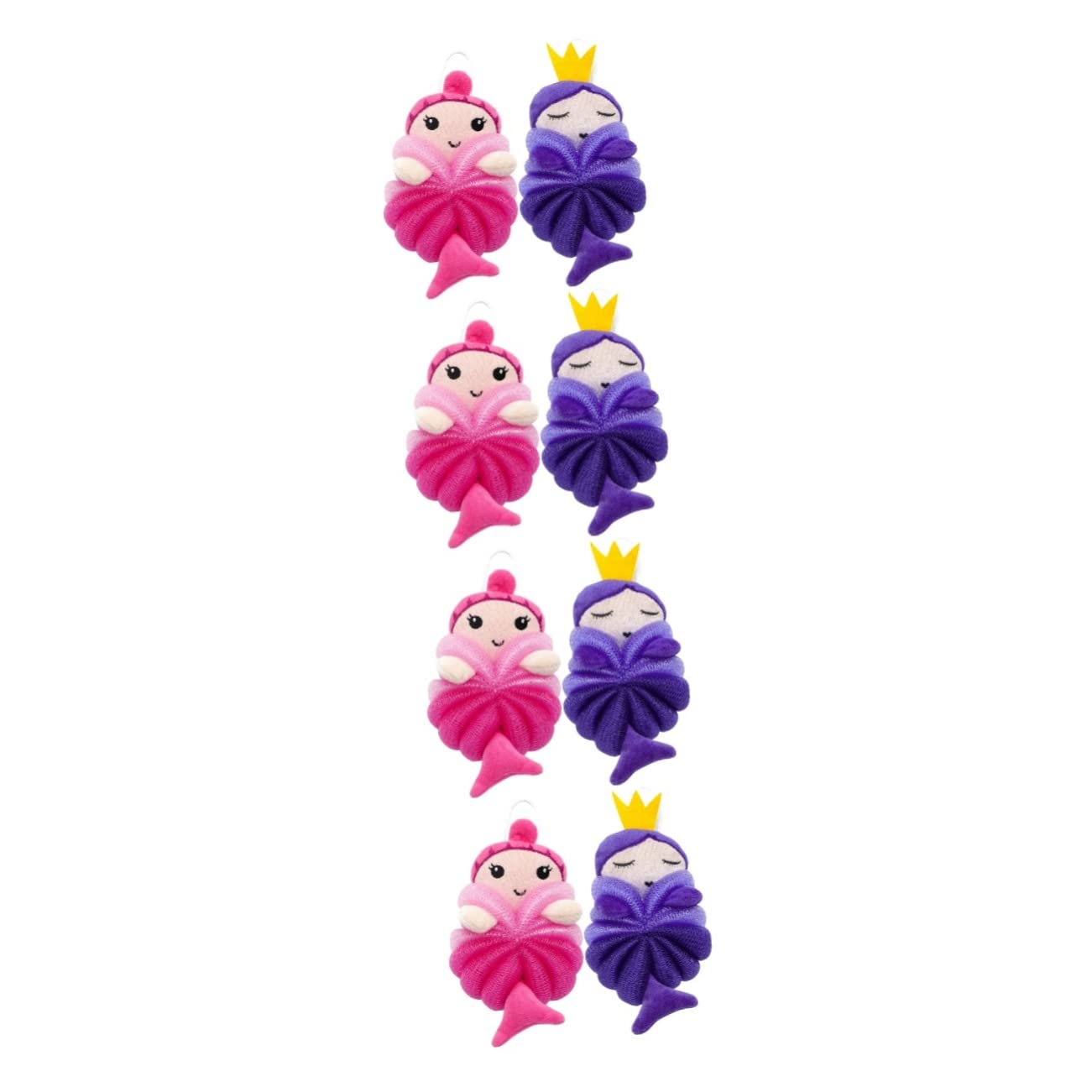 Minkissy 8-Pack Cartoon Mesh Bath Sponges for Kids - Soft Loofah Pouf, Body Wash Sponge, Shower Ball for Gentle Skin Cleansing - Perfect for Children's Bath Time, Travel & Sensitive Skin Care