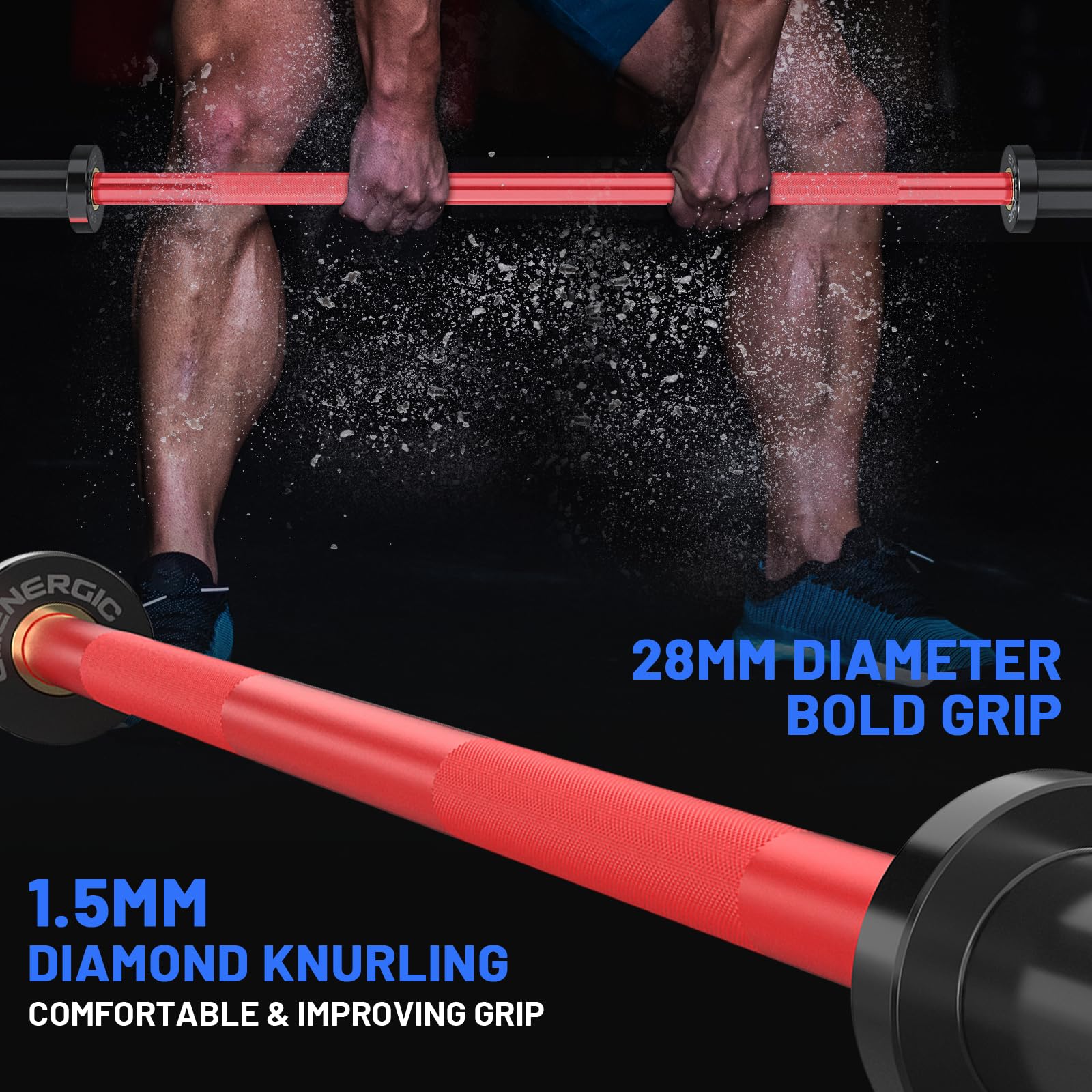 4ft Olympic Barbell 20KG Weightlifting Bar - 500lbs Capacity with Hard Chrome Sleeves for 2