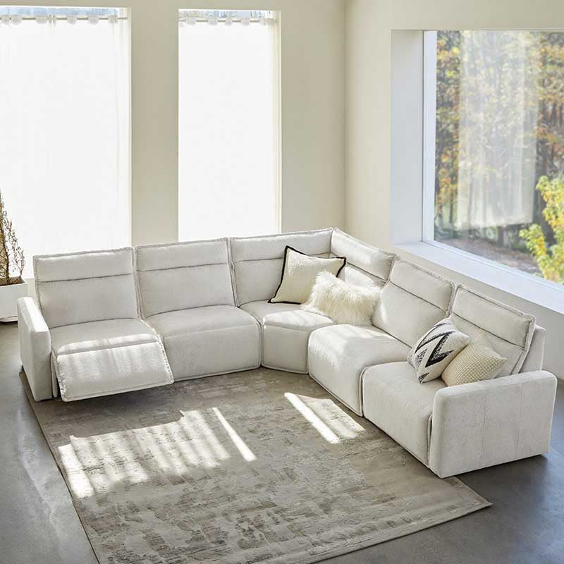 Essentia Power Reclining Corner Sofa - Easy Care Fabric Sectional Couch with USB Charging for Living Room, Home Theater & Family Room Comfort