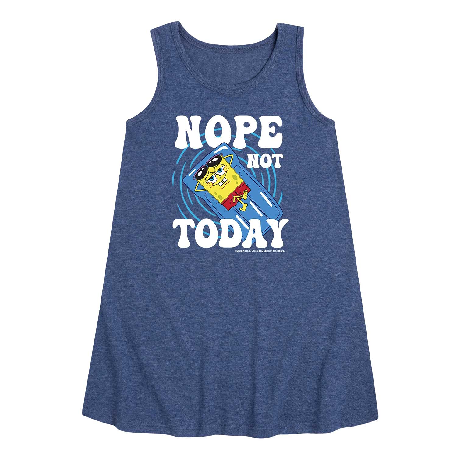 SpongeBob SquarePants 'Nope Not Today' Toddler & Youth Girls A-Line Dress | Cute Cartoon Character Outfit for Playdates, Birthday Parties & Casual Wear