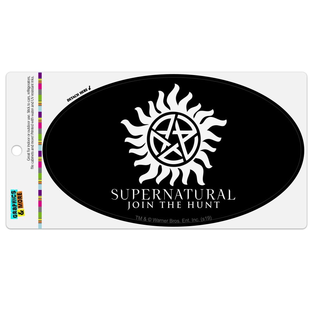 Supernatural Anti-Possession Symbol Car Magnet - Vinyl Euro Oval Decal for Automotive, Refrigerator & Locker - Perfect for Supernatural Fans, TV Show Merchandise & Supernatural-Themed Decor