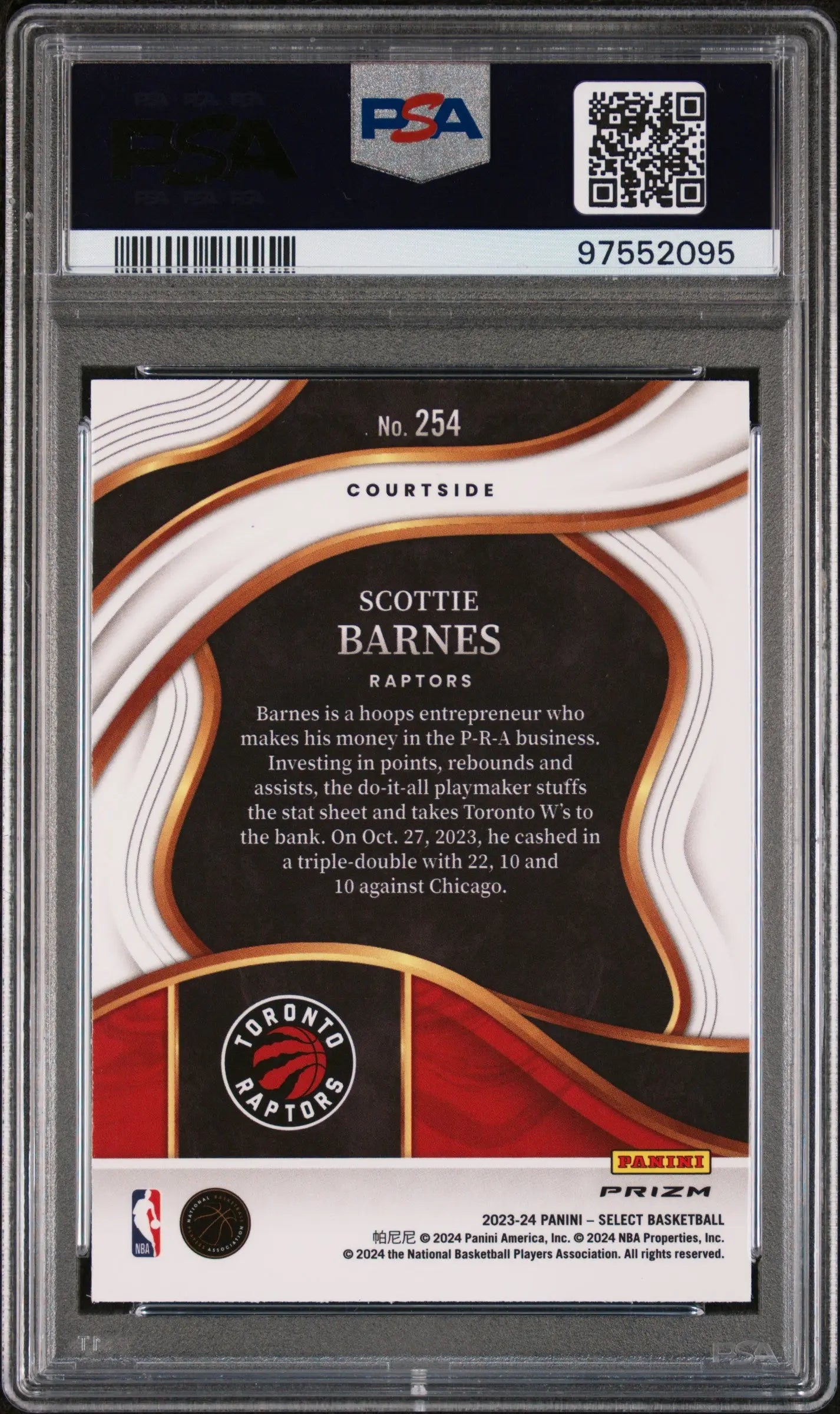 2023 Panini Select Basketball Zebra Prizm Scottie Barnes PSA 10 #254 Rookie Card - Collectible Trading Card for NBA Fans, Display Case & Investment Piece
