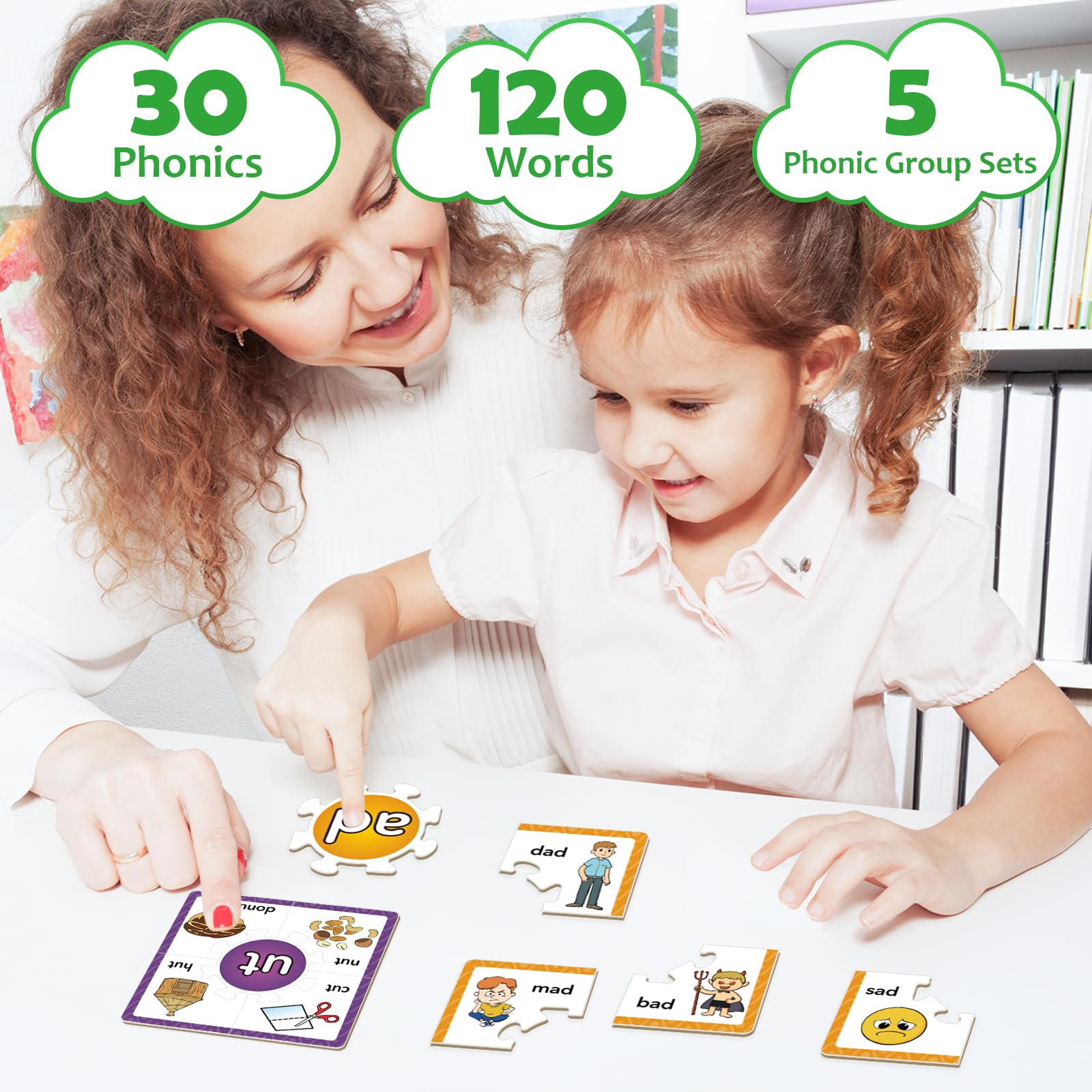 Torlam Phonics Puzzles & Rhyming Games for Kids - Learn to Read with Flash Cards, Sight Words & Short Vowel Blends (A, E, I, O, U) - Perfect for Preschool, Kindergarten & Homeschool Reading Practice | Great for Classroom Learning & Early Childhood Education