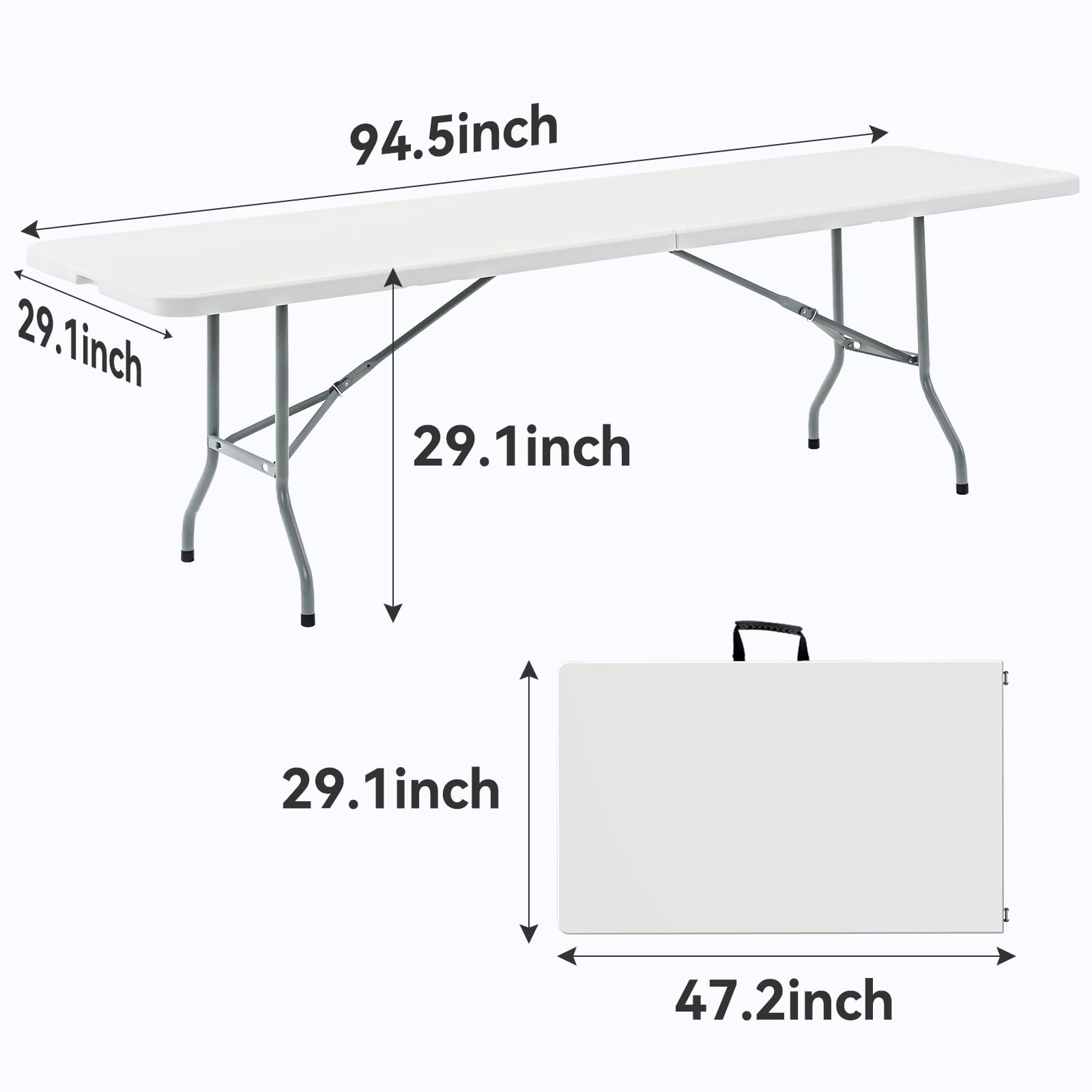 Nazhura 8 Foot Foldable Table - Heavy Duty & Portable Folding Table for Dining, Picnics, Parties | Sturdy Outdoor & Indoor Use for Events, Camping, BBQs, and Home Gatherings