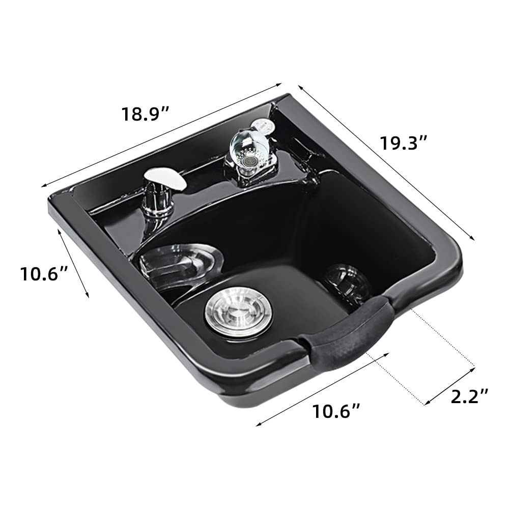 Professional Black ABS Plastic Shampoo Bowl for Salons & Home Use - Easy to Clean & Install Hair Washing Sink for Stylists | Perfect for Salon Stations, Home Hair Care & Beauty Treatments