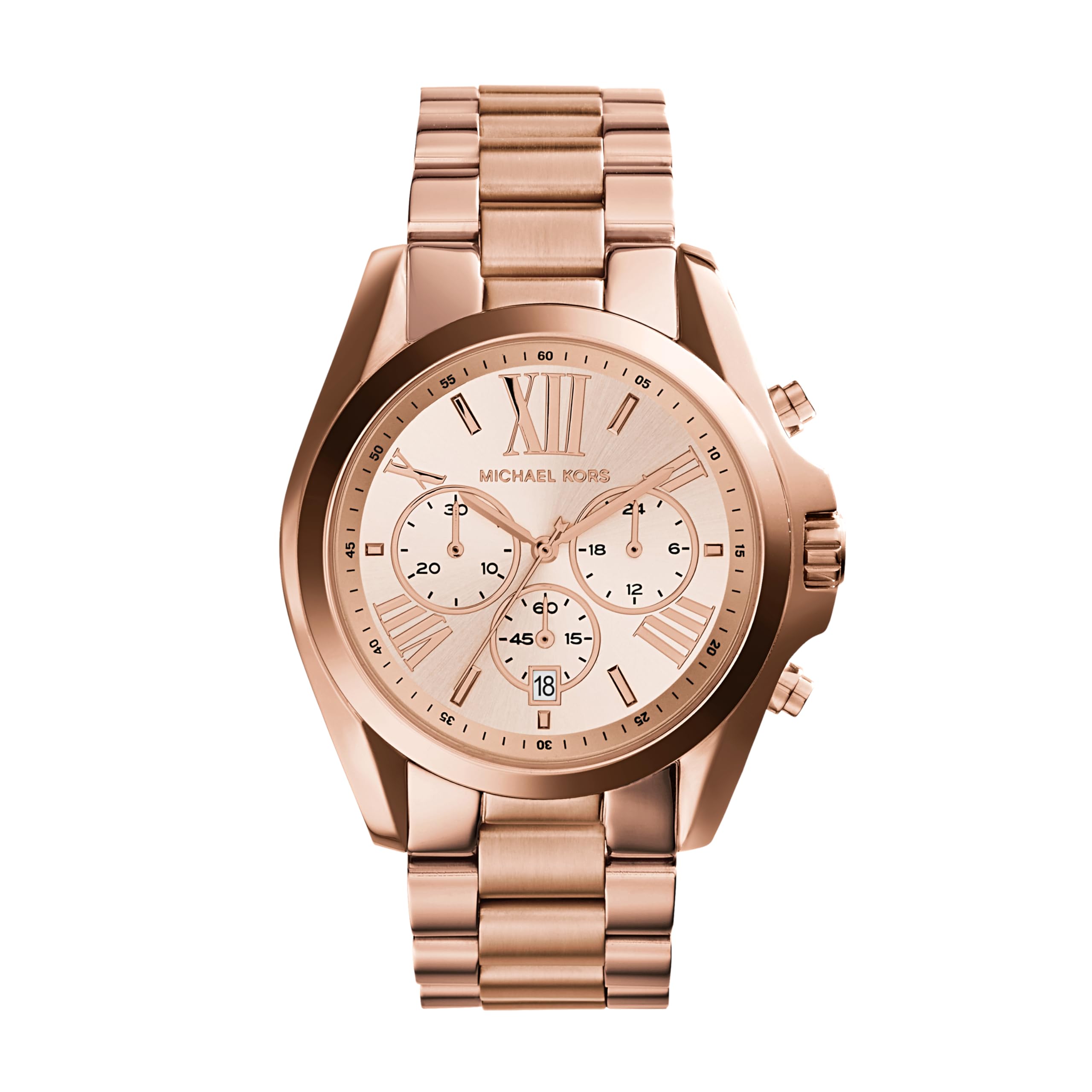 Michael Kors Bradshaw Women's Stainless Steel Chronograph Watch with Leather/Steel Band - Luxury Fashion Watch for Everyday Wear & Special Occasions
