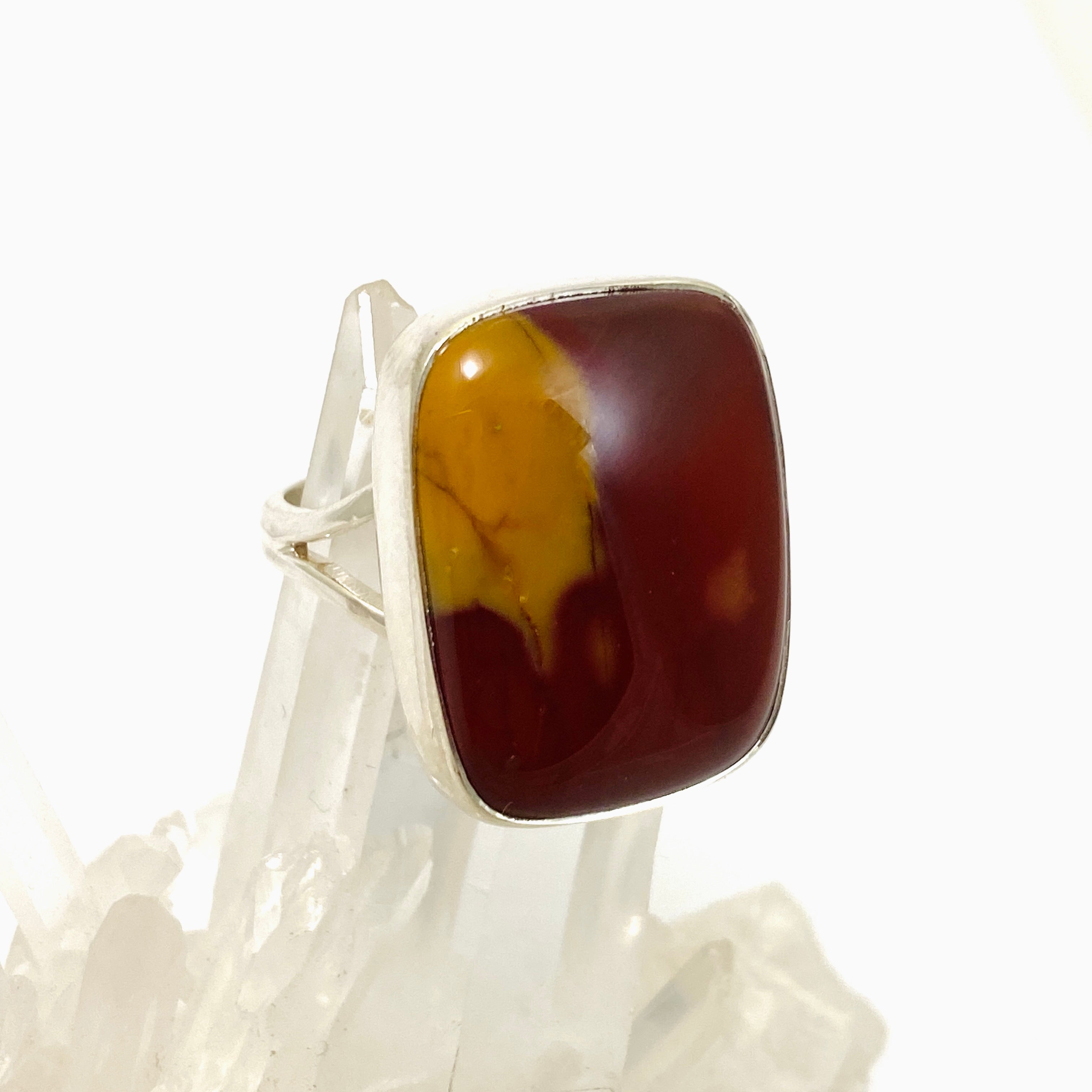 Natural Mookaite Rectangular Cabochon Ring - Size 10 (KRGJ3384) | Handmade Gemstone Jewelry for Women | Perfect for Boho Fashion, Gift Giving & Special Occasions