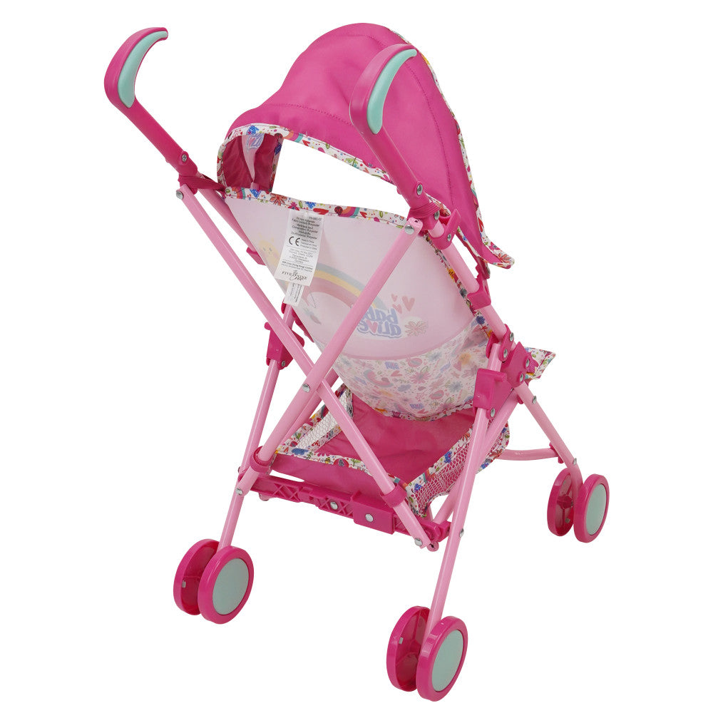 Baby Alive Doll Stroller with Retractable Canopy - Pink & Rainbow Stroller for Toddlers | Perfect for Pretend Play, Outdoor Walks & Role-Playing Games