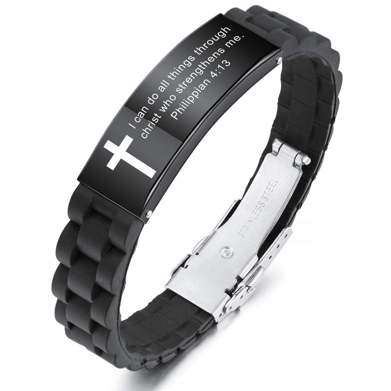 Inspirational Christian Cross Bracelets for Men & Women - Adjustable Silicone ID Wristband with Bible Verse - Faith-Based Religious Gifts (2 Colors) - Perfect for Daily Wear, Church, Prayer & Spiritual Encouragement