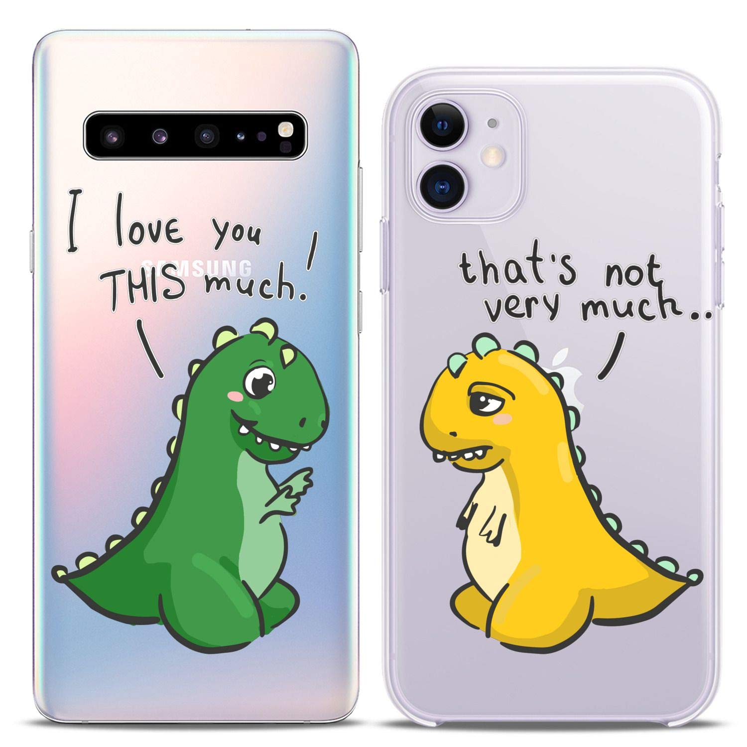 Matching Couple Phone Cases for iPhone 16/15/14/13/12/11 Pro Max/Mini/Xs/X/6s/8 Plus/7+/Xr/10/SE/5 - Clear Slim Flexible Cover with 