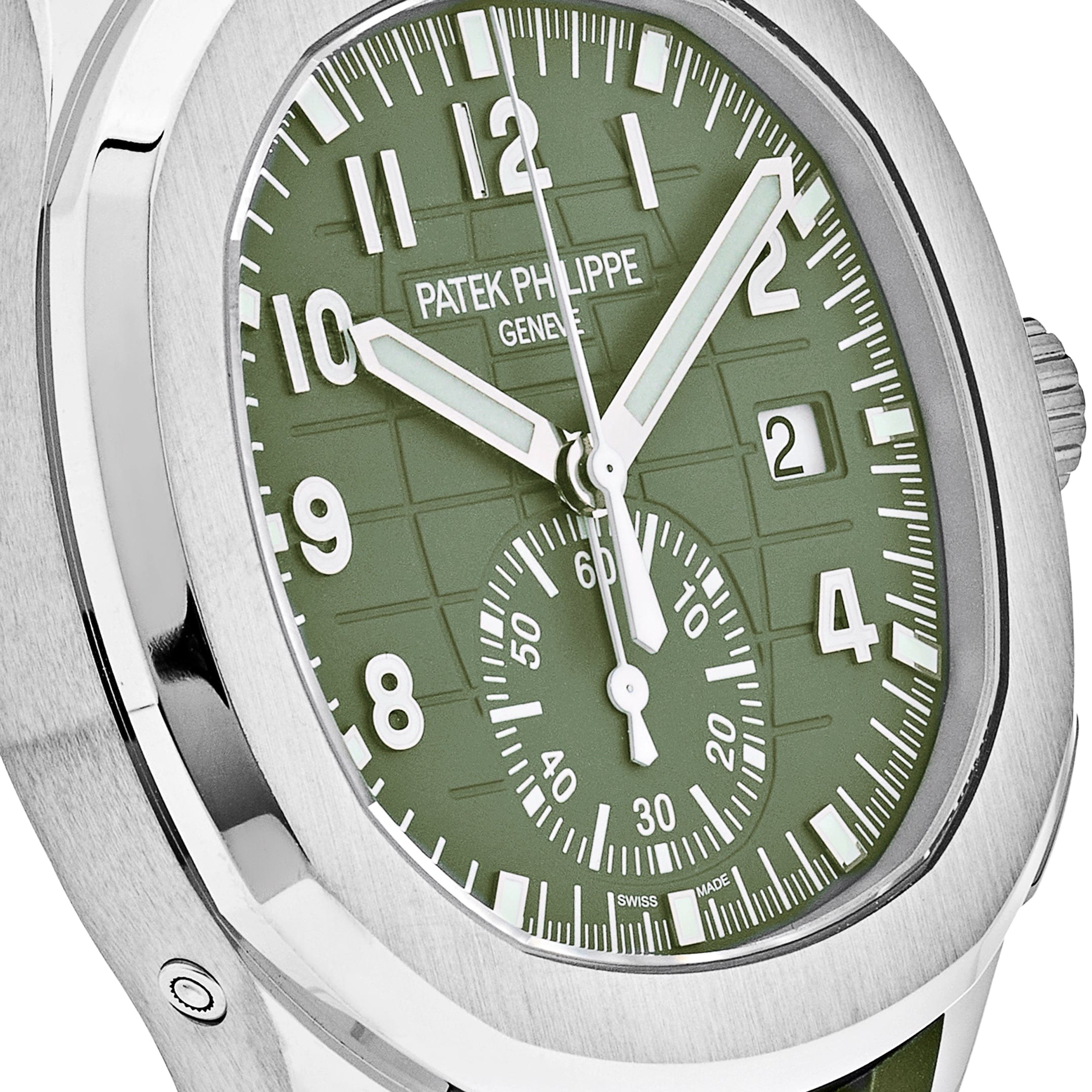 Patek Philippe Aquanaut 5968G-010 Chronograph Watch - 18K White Gold Case, Khaki Green Dial, Automatic Movement - Luxury Sports Watch for Men - Perfect for Business Meetings & Special Occasions