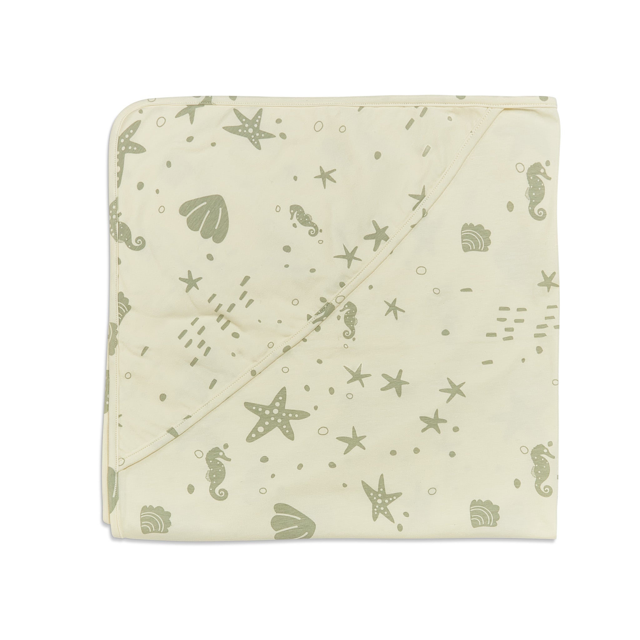 Organic Print Receiving Blanket - Sugar Cookie Seashells Design | Soft Baby Swaddle Blanket for Newborns | Perfect for Nursery, Gift Giving & Travel