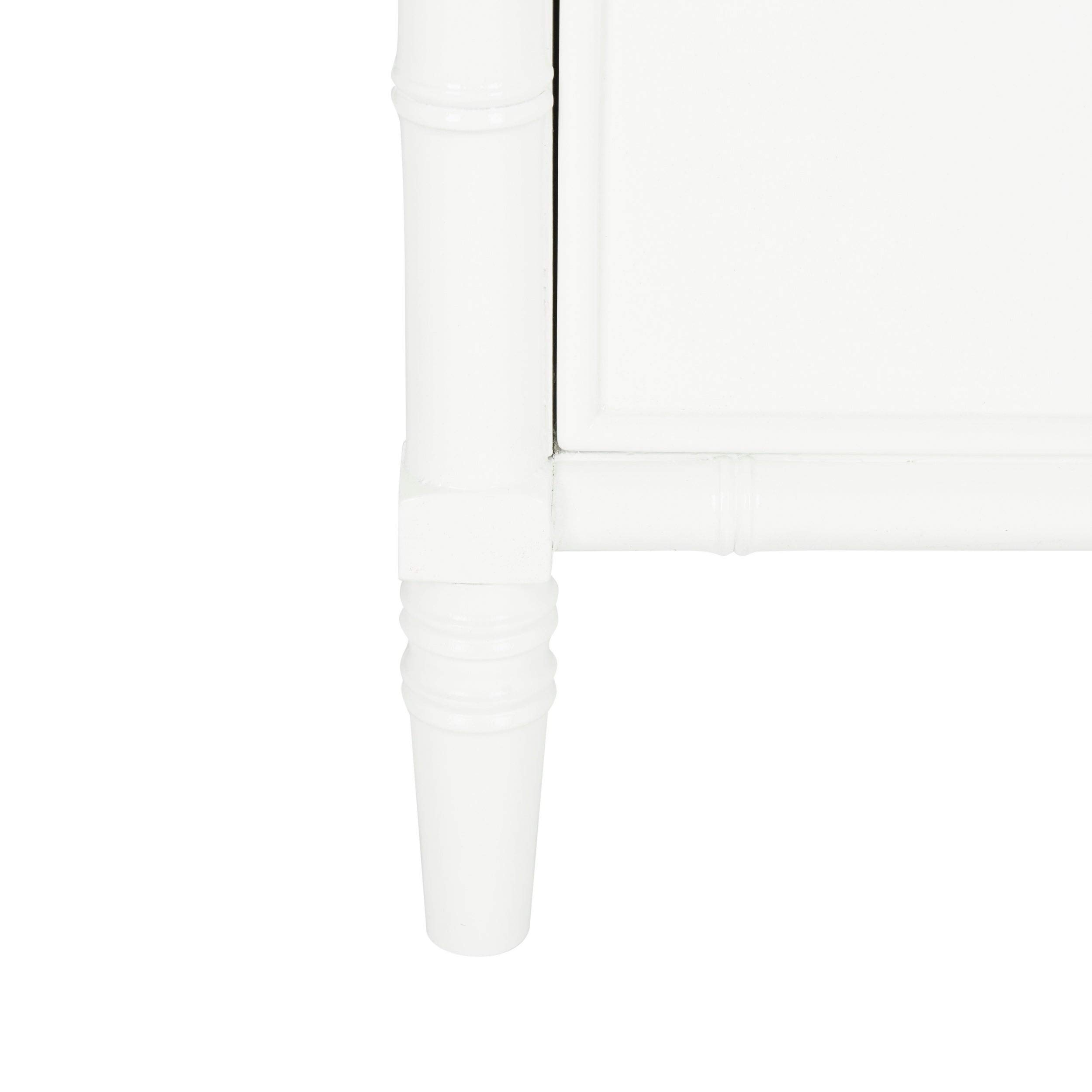 Modern Coastal 3-Drawer White Bamboo Nightstand - Contemporary Nautical Wood Bedside Table for Beach House, Guest Room & Bedroom Decor