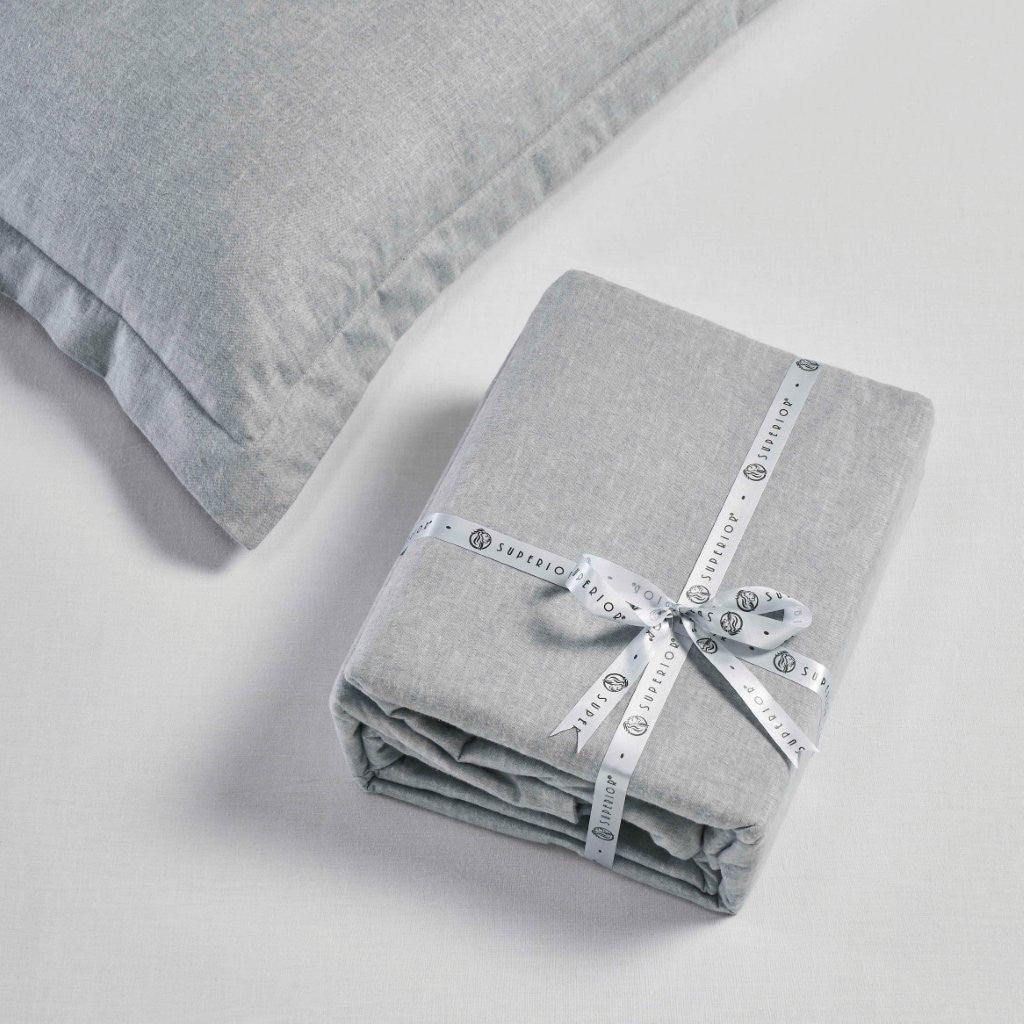 Soft & Cozy Melange Flannel Cotton Two-Tone Brushed Duvet Cover Set - King Size Bedding for Winter Warmth & Comfort