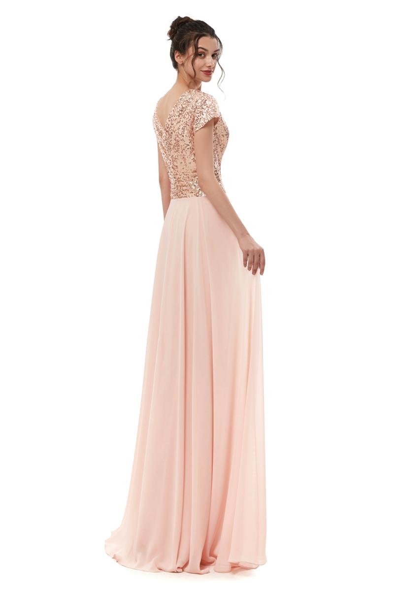 Elegant Cap Sleeve Empire Waist Formal Evening Gown - Long Women's Bridesmaid Dress in Pink (Size 24W) - Perfect for Weddings, Proms & Special Occasions